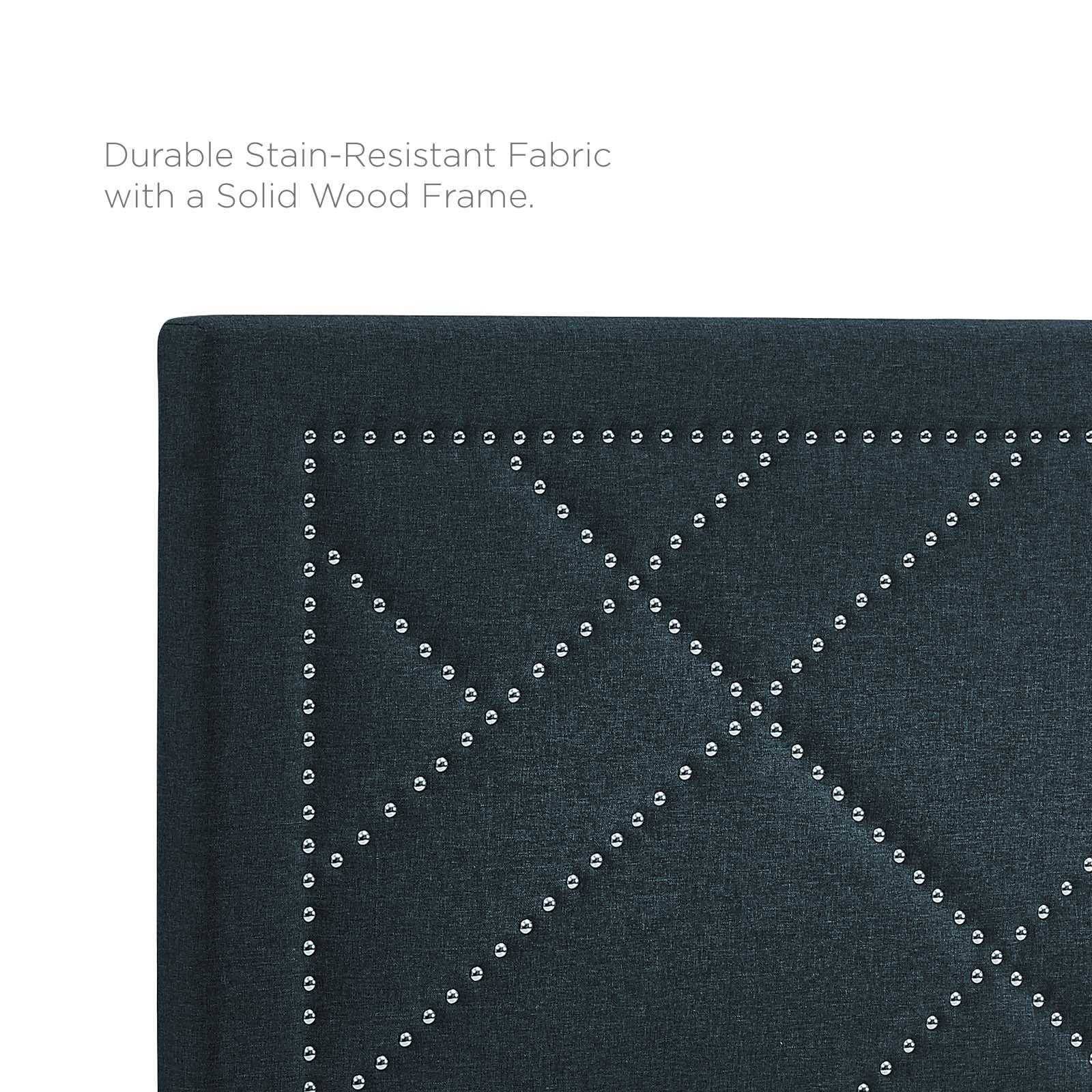 Modway Headboards - Reese Nailhead Full / Queen Upholstered Linen Fabric Headboard Azure
