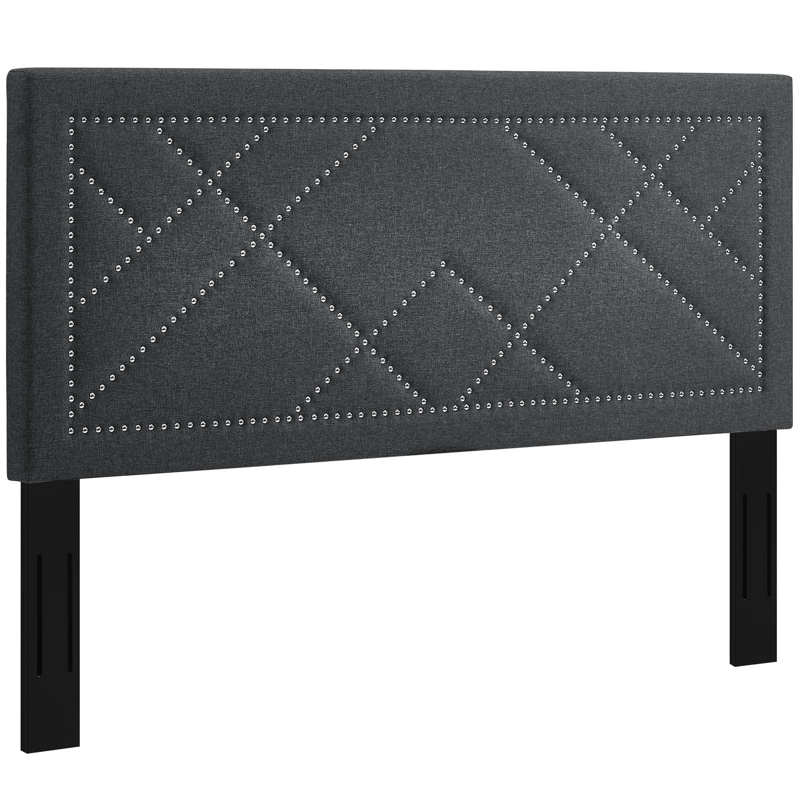 Modway Headboards - Reese Nailhead Full / Queen Upholstered Linen Fabric Headboard Gray