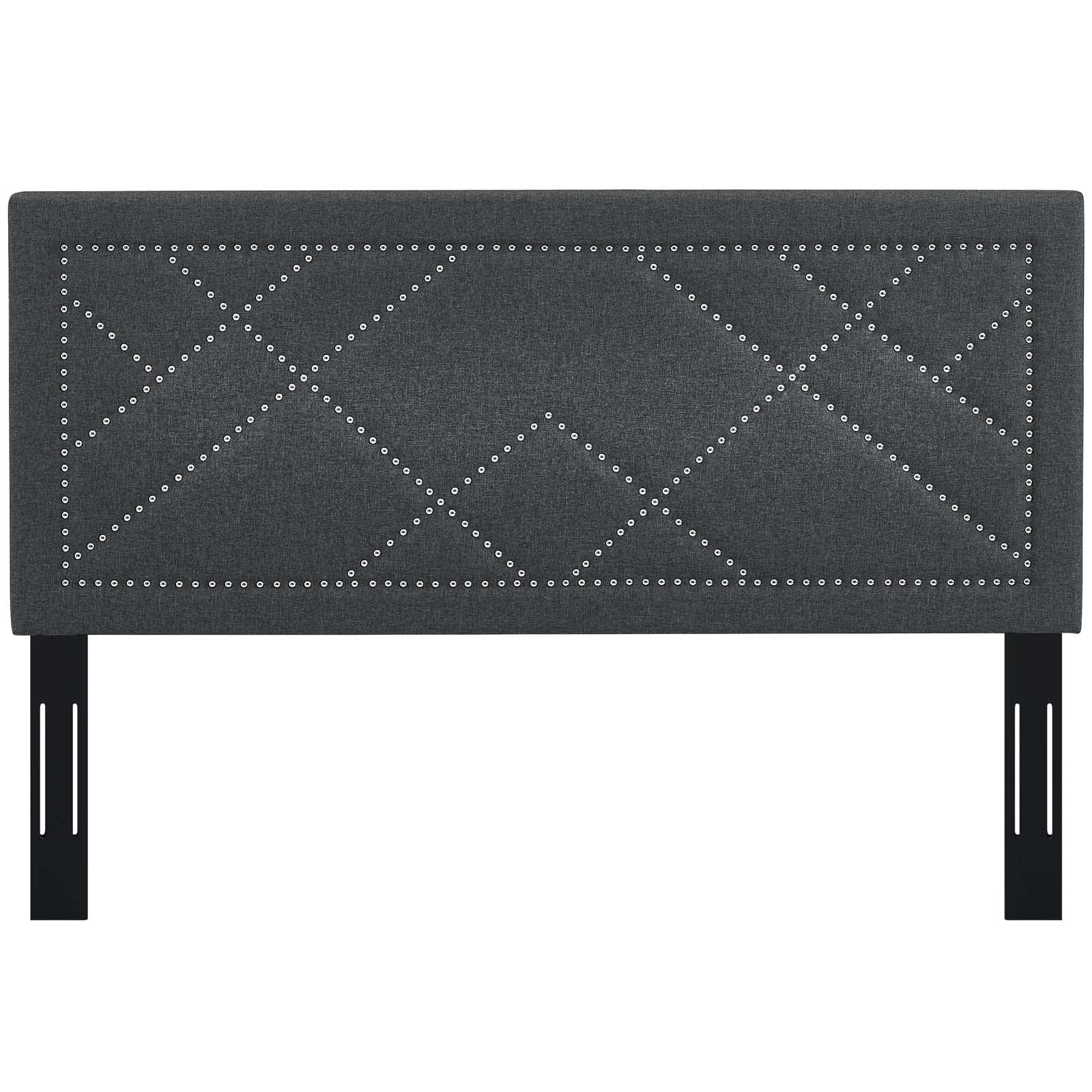 Modway Headboards - Reese Nailhead Full / Queen Upholstered Linen Fabric Headboard Gray