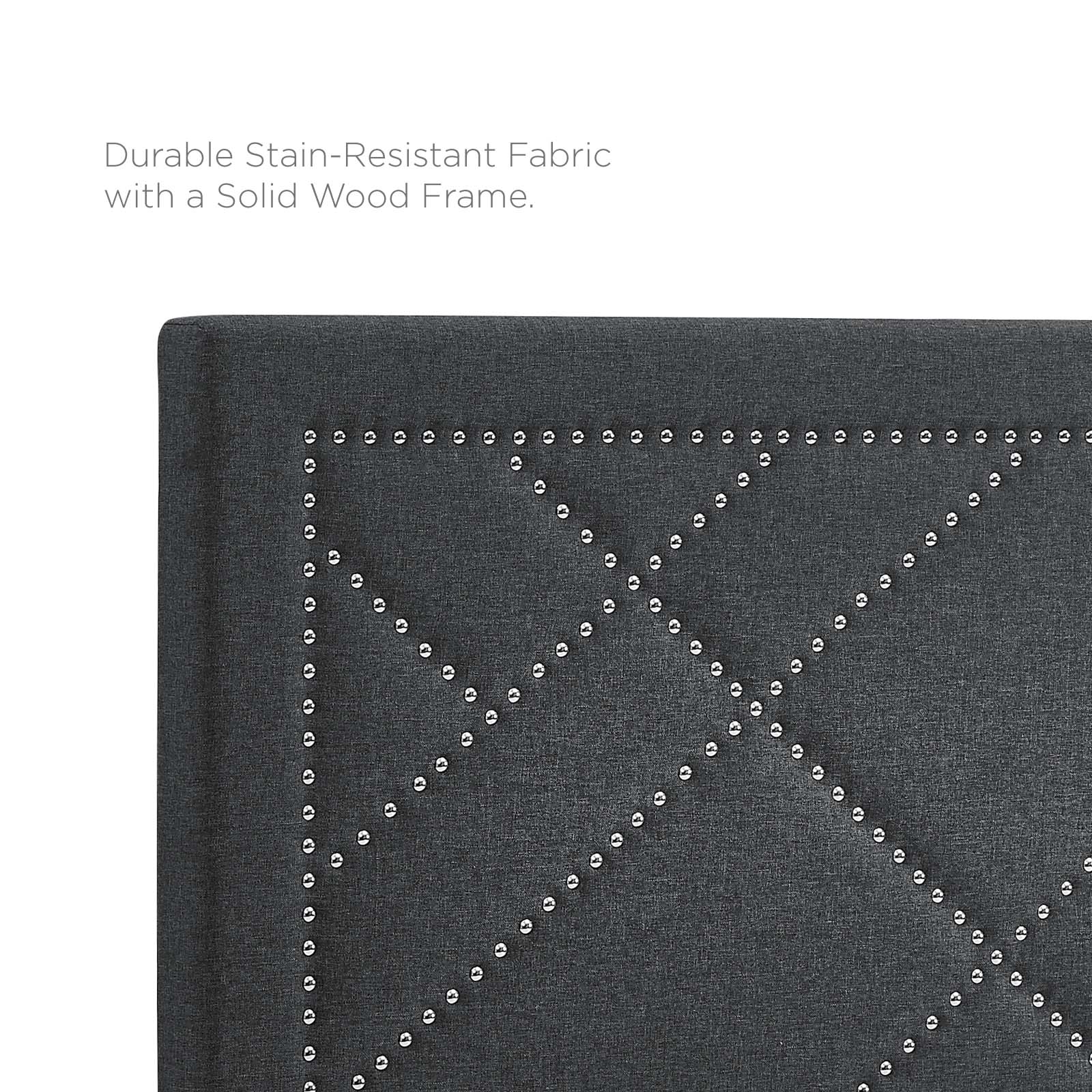 Modway Headboards - Reese Nailhead Full / Queen Upholstered Linen Fabric Headboard Gray