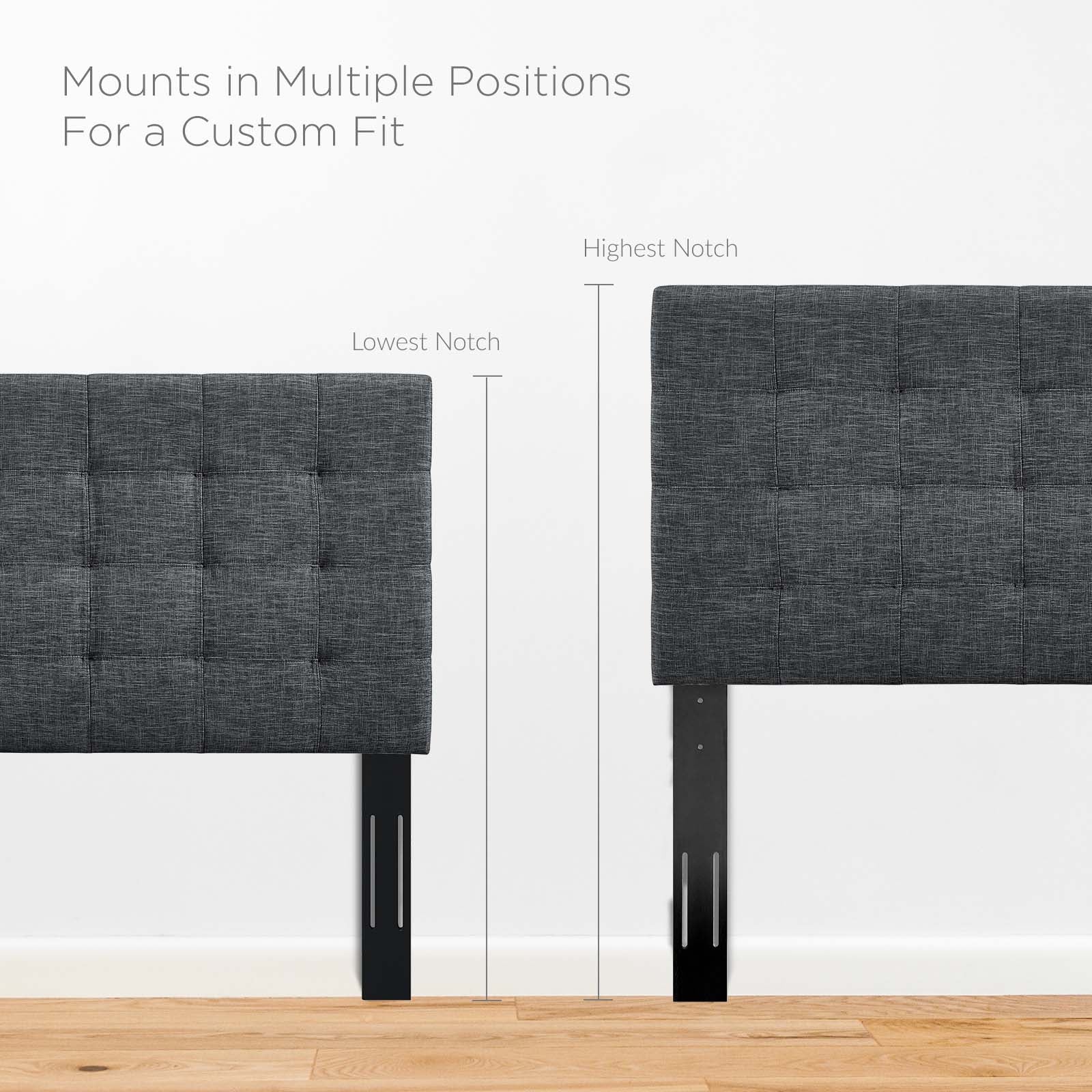 Modway Headboards - Paisley Tufted Twin Upholstered Linen Fabric Headboard Gray