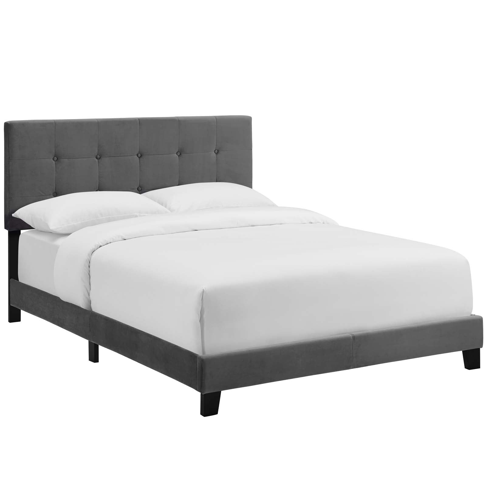 Modway Beds - Amira Twin Performance Velvet Bed Gray