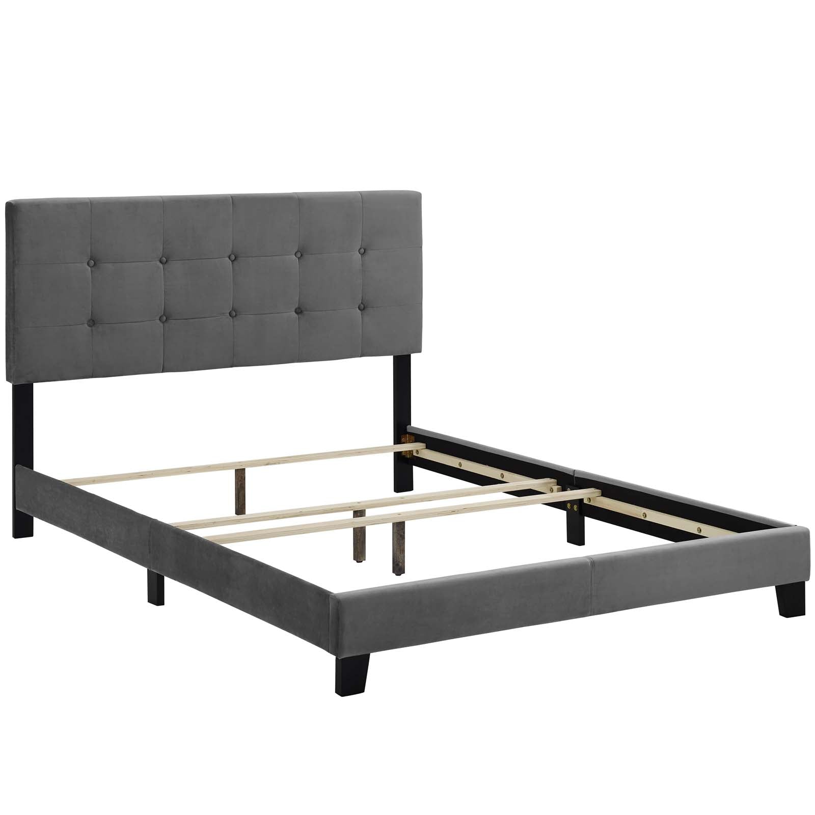 Modway Beds - Amira Twin Performance Velvet Bed Gray