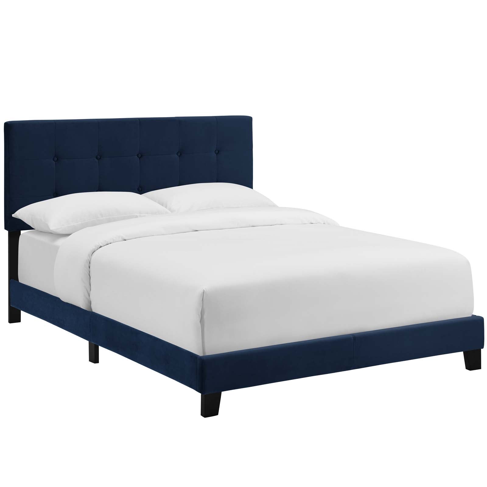 Modway Beds - Amira Twin Performance Velvet Bed Midnight Blue