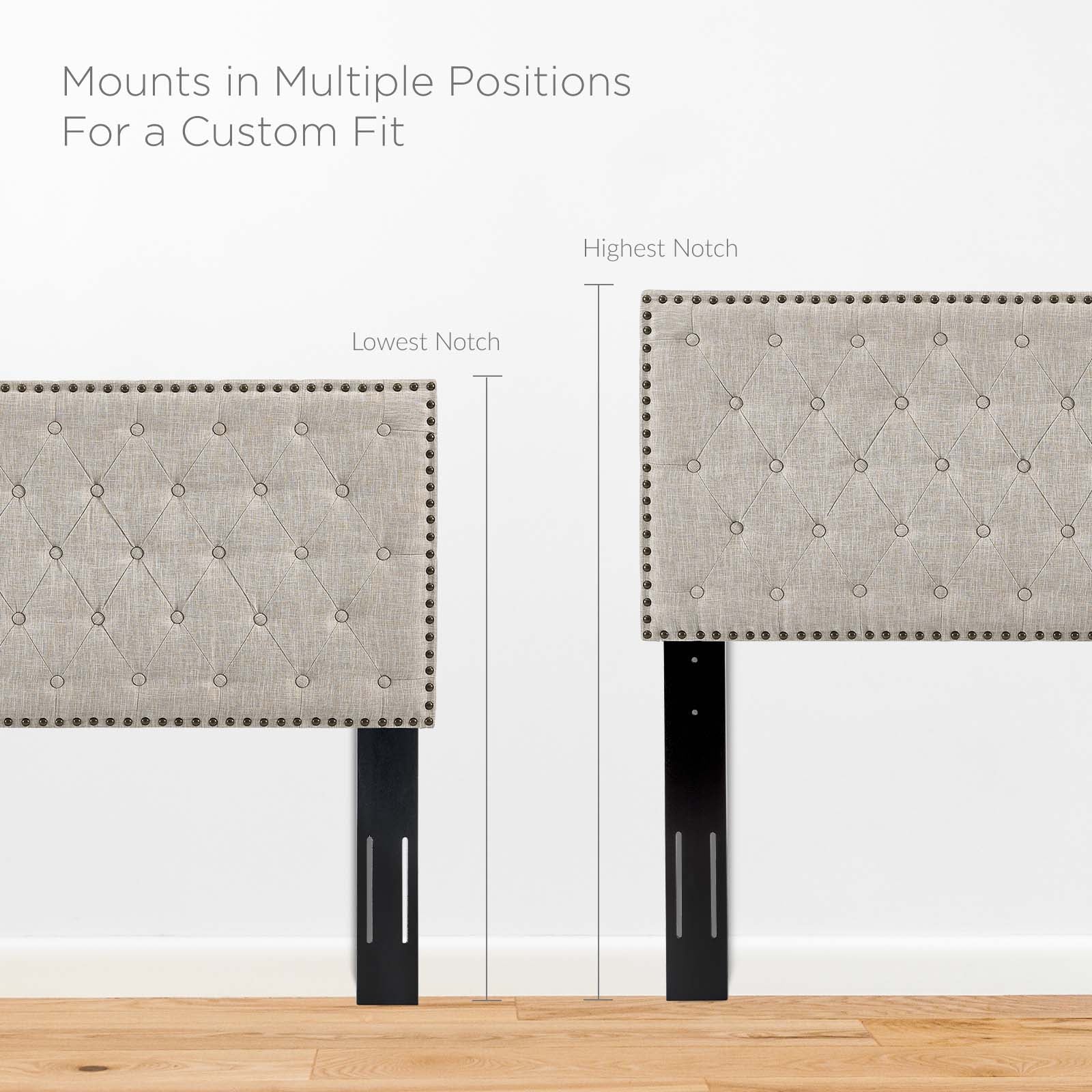 Modway Headboards - Helena Tufted Twin Upholstered Linen Fabric Headboard Beige