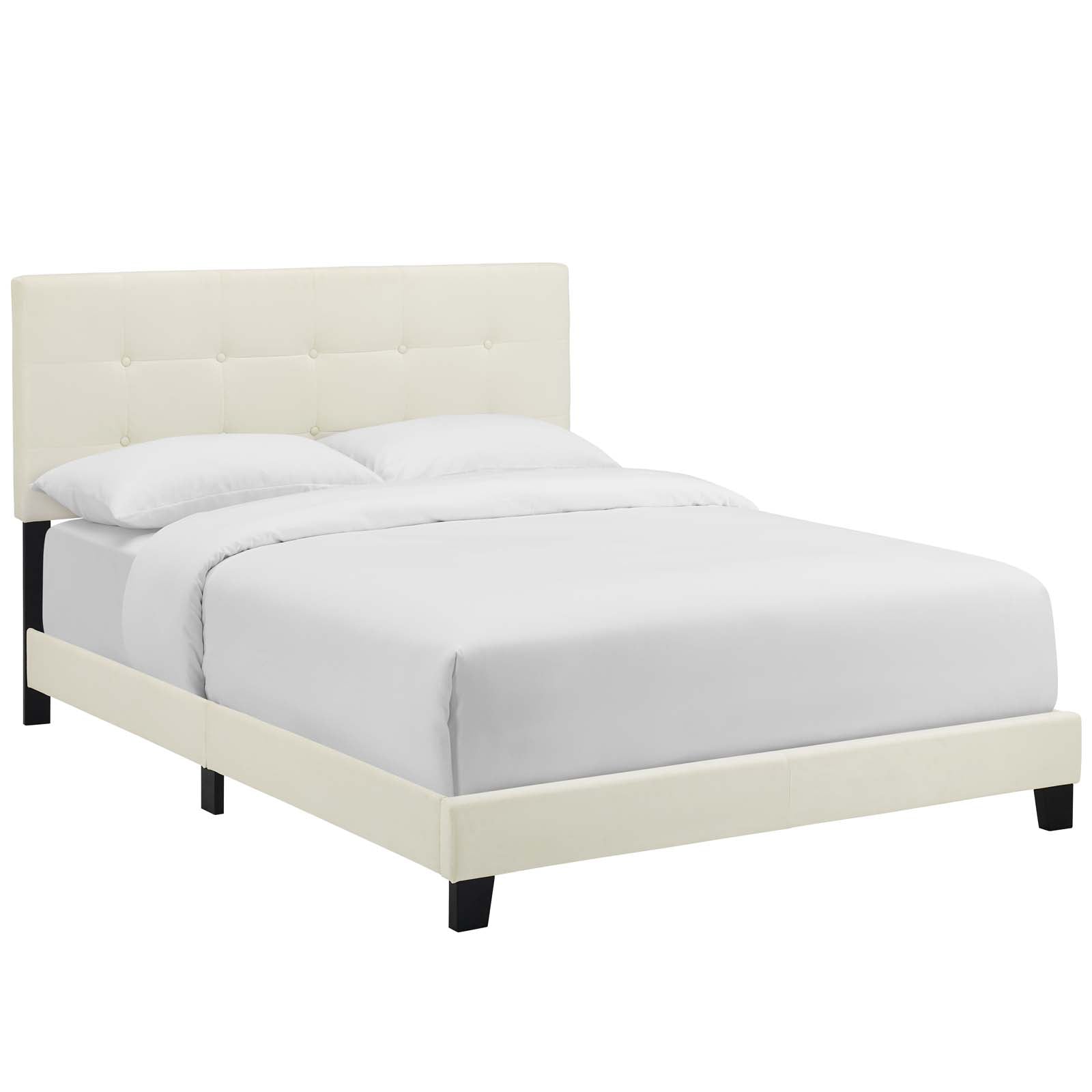 Modway Beds - Amira-Full-Performance-Velvet-Bed-Ivory