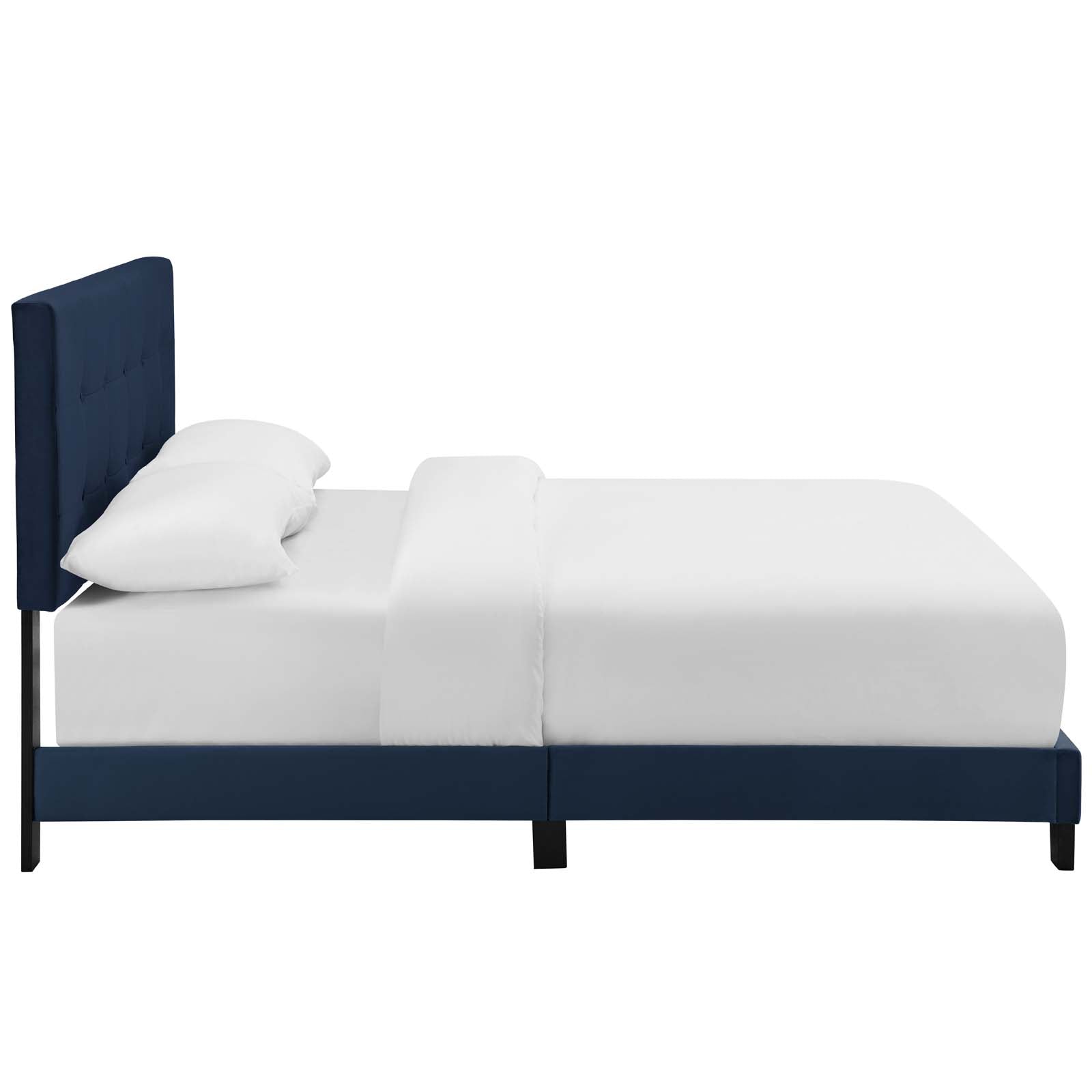 Modway Beds - Amira Full Performance Velvet Bed Midnight Blue