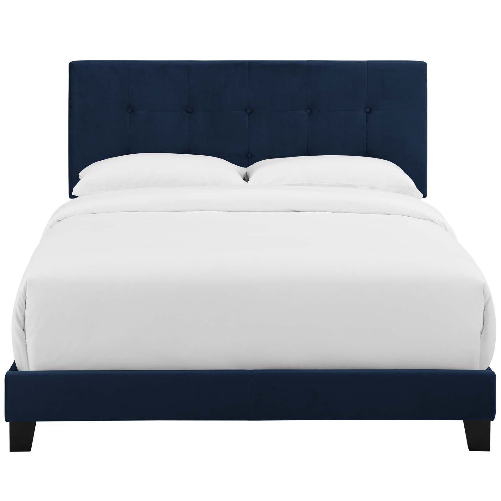 Modway Beds - Amira Full Performance Velvet Bed Midnight Blue