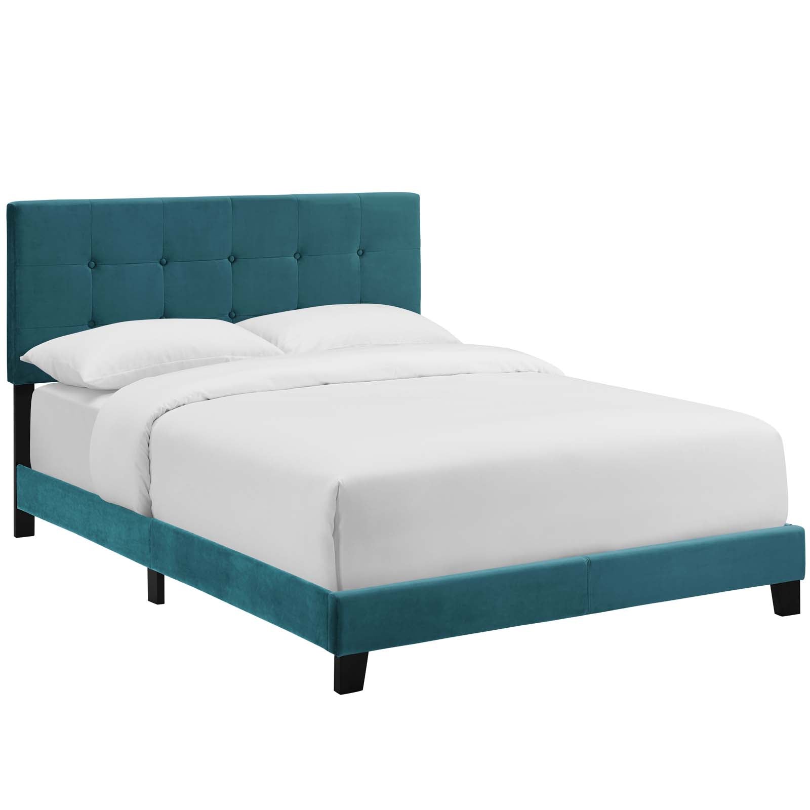 Modway Beds - Amira-Full-Performance-Velvet-Bed-Sea-Blue