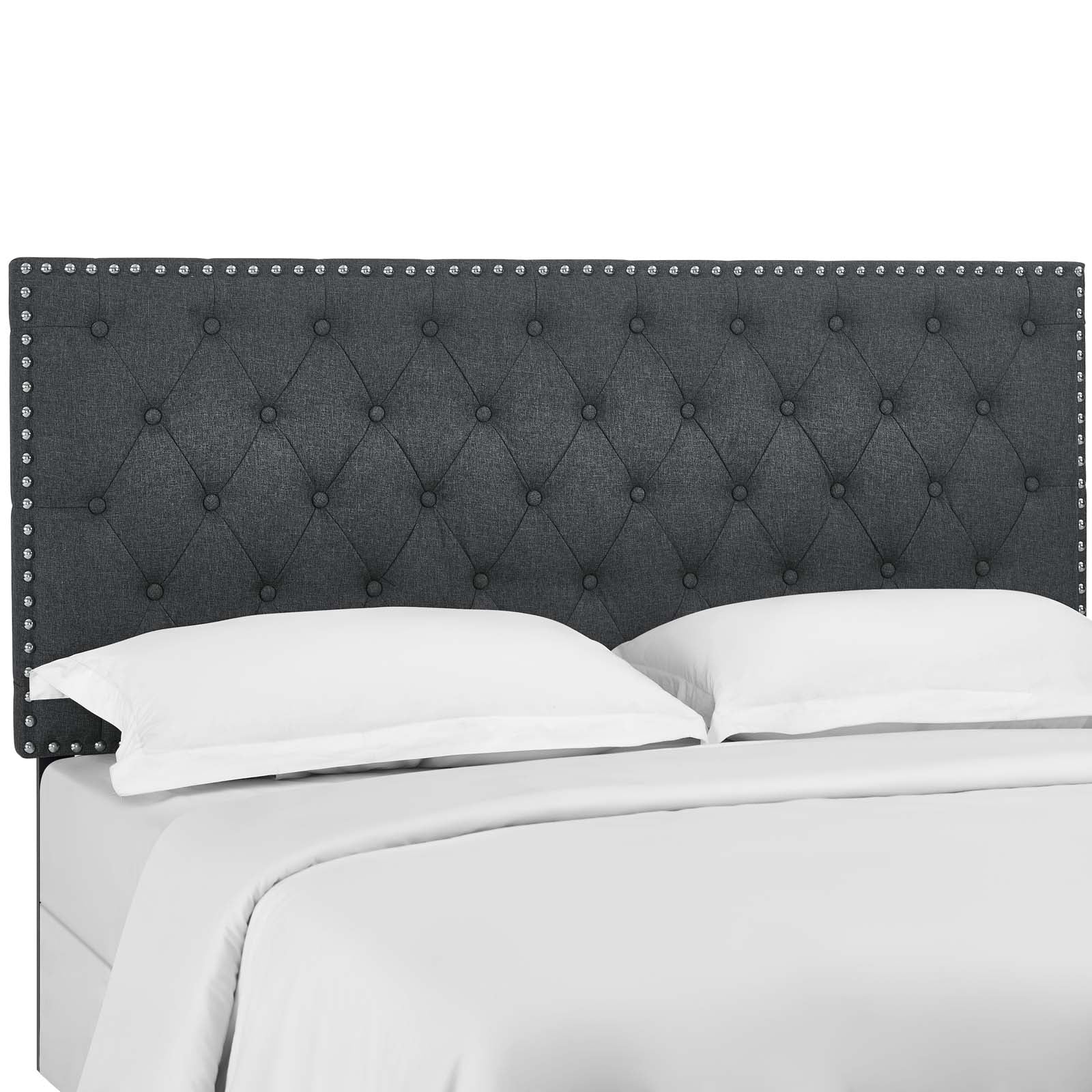 Modway Headboards - Helena Tufted Full / Queen Upholstered Linen Fabric Headboard Gray