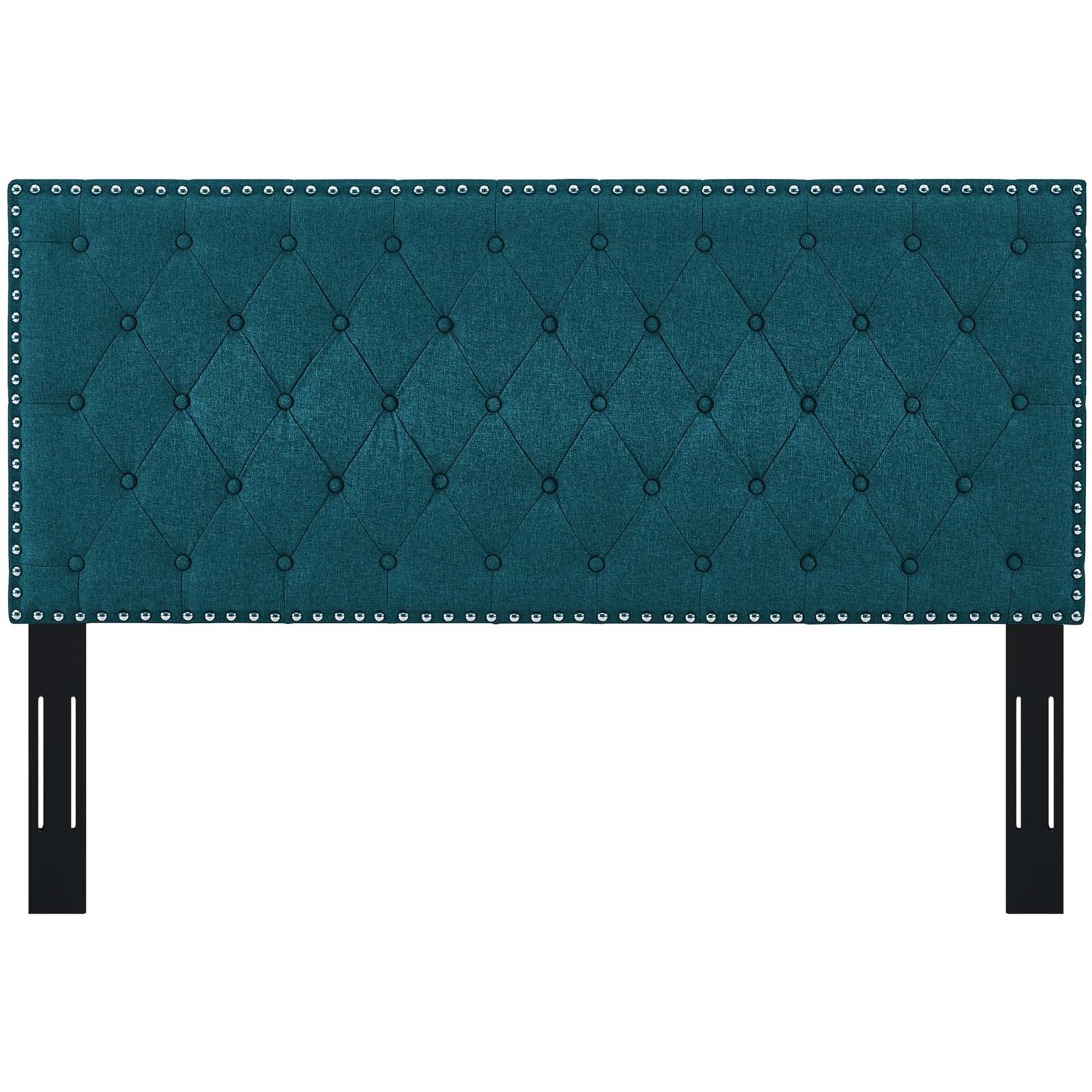 Modway Headboards - Helena Tufted King and California King Upholstered Linen Fabric Headboard Teal