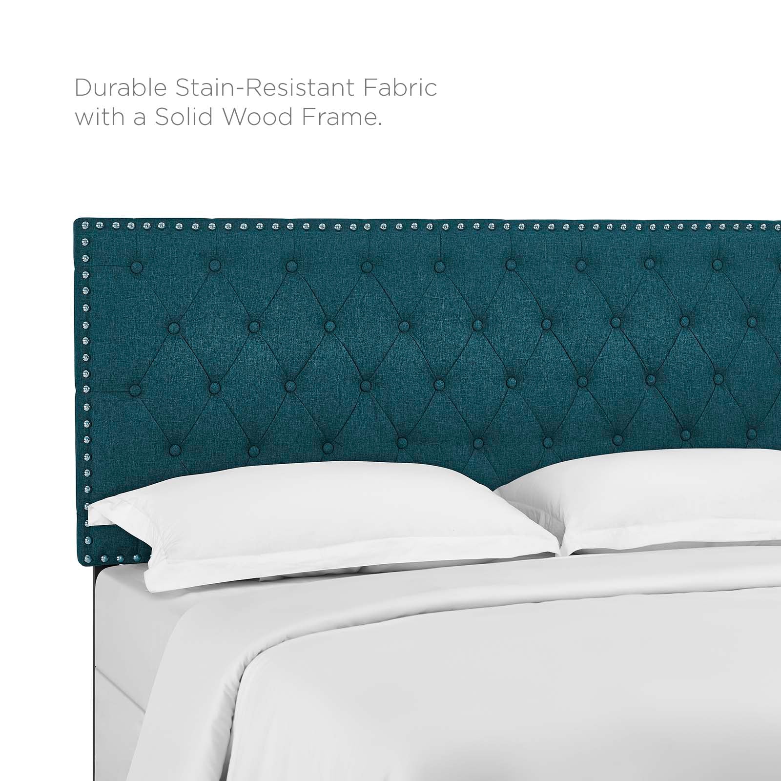Modway Headboards - Helena Tufted King and California King Upholstered Linen Fabric Headboard Teal