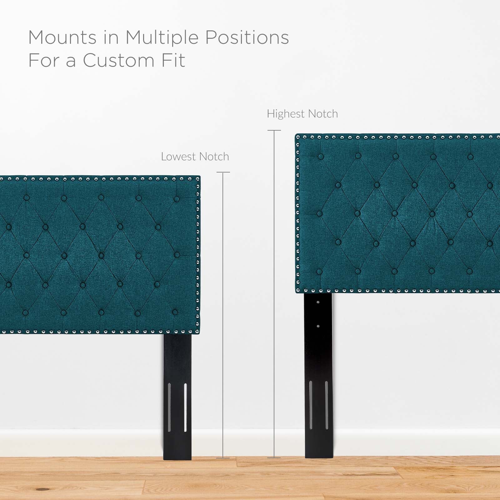 Modway Headboards - Helena Tufted King and California King Upholstered Linen Fabric Headboard Teal