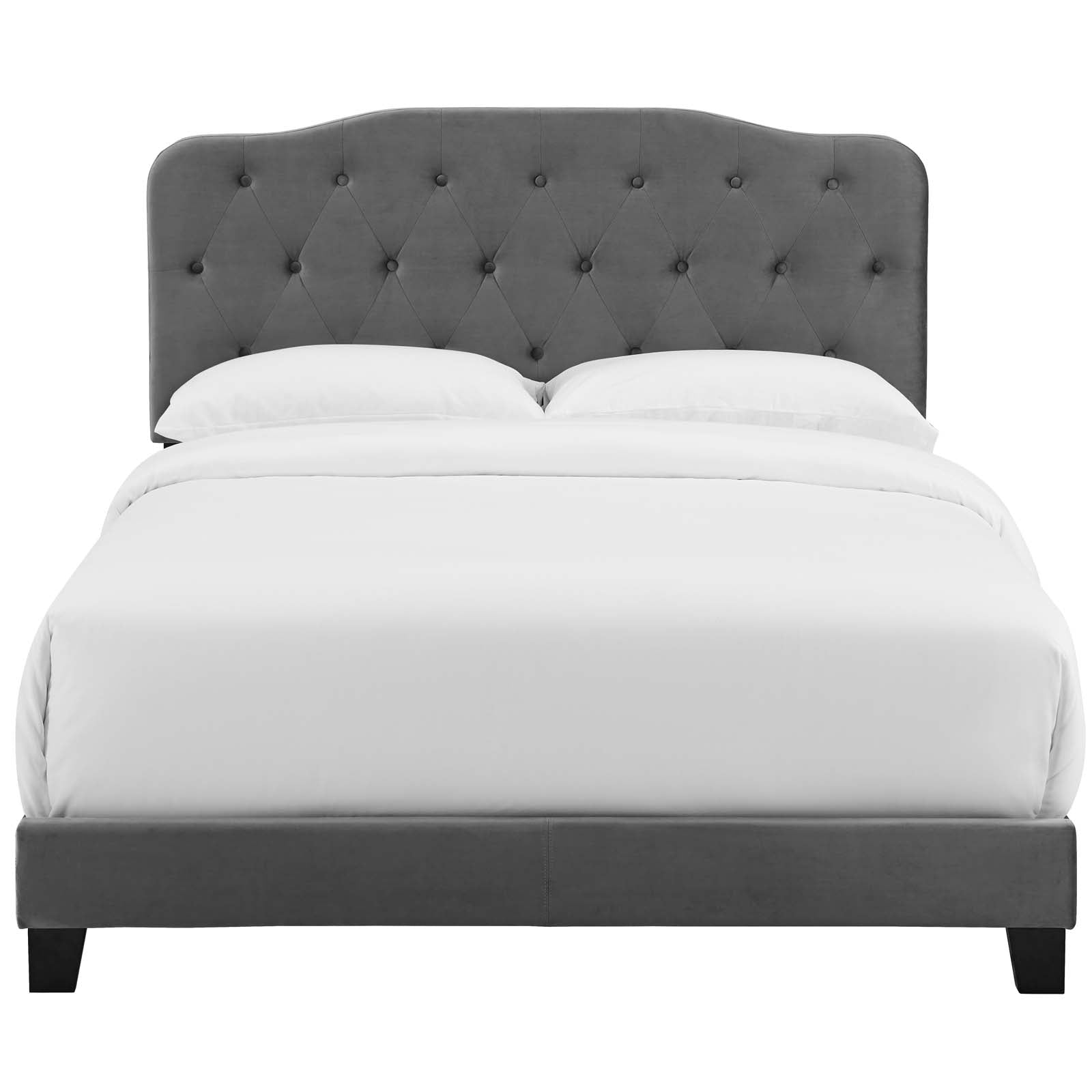 Modway Beds - Amelia King Performance Velvet Bed Gray