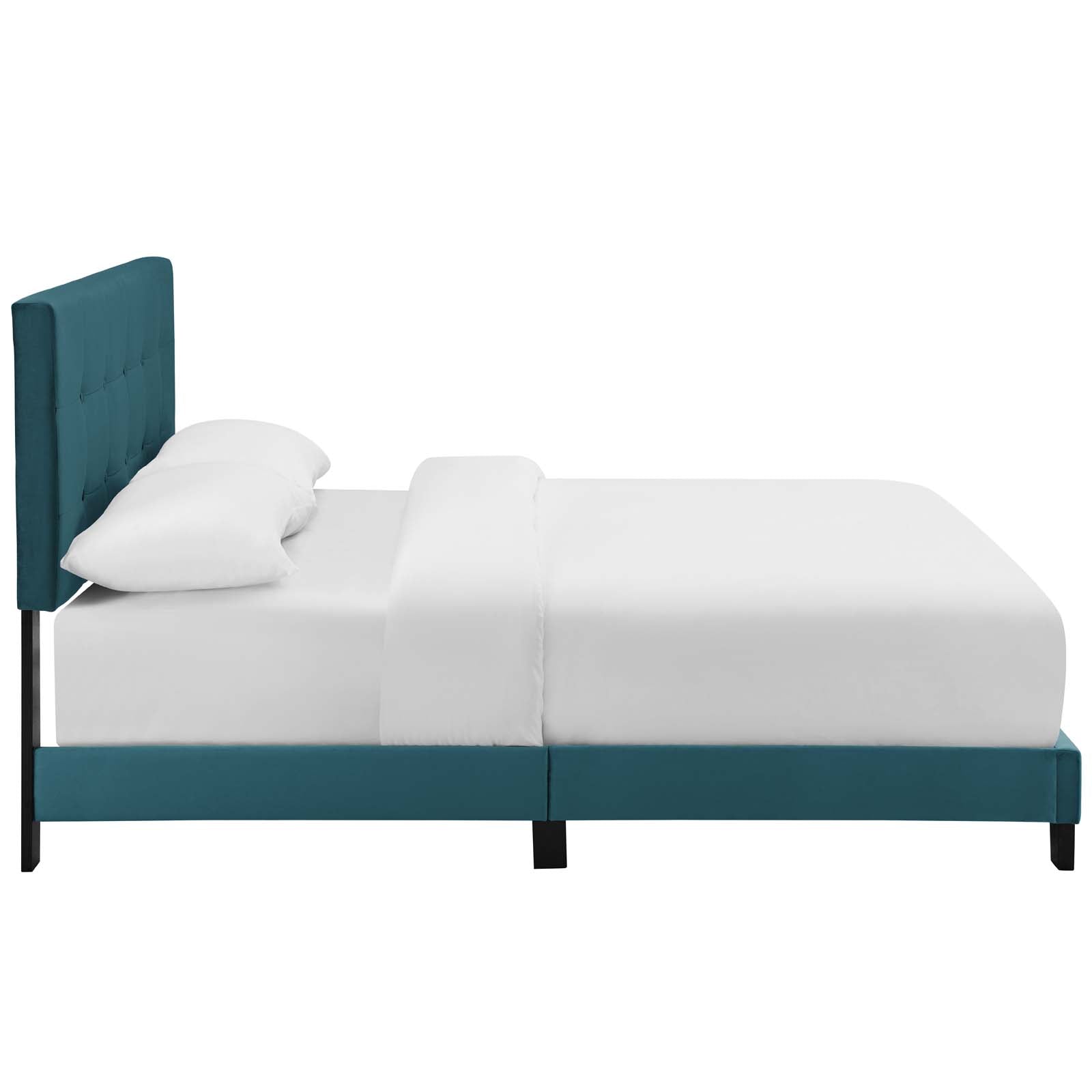 Modway Beds - Amira Performance Velvet Queen Bed Sea Blue