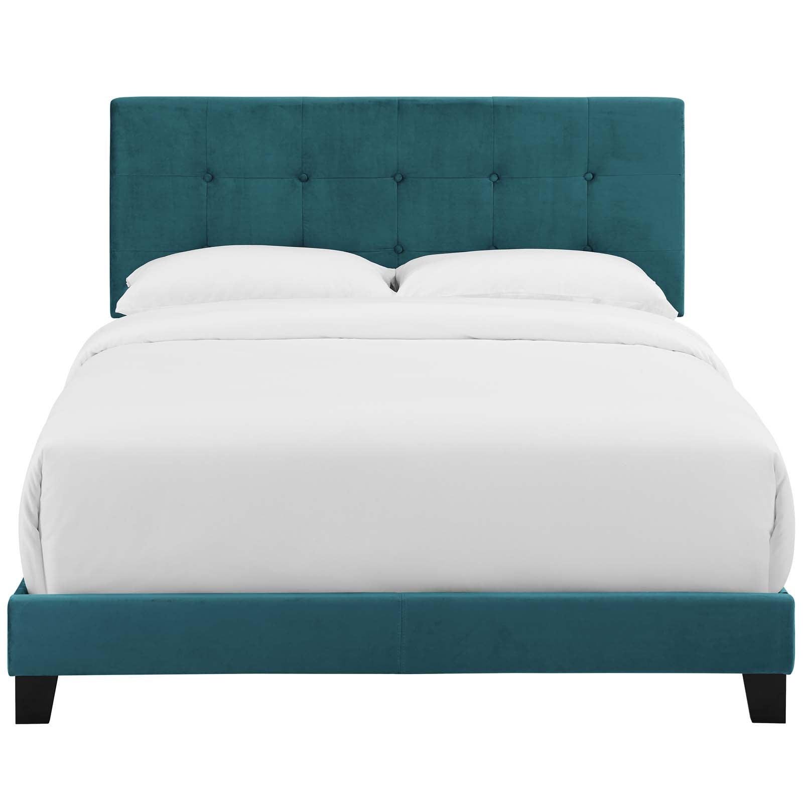 Modway Beds - Amira Performance Velvet Queen Bed Sea Blue