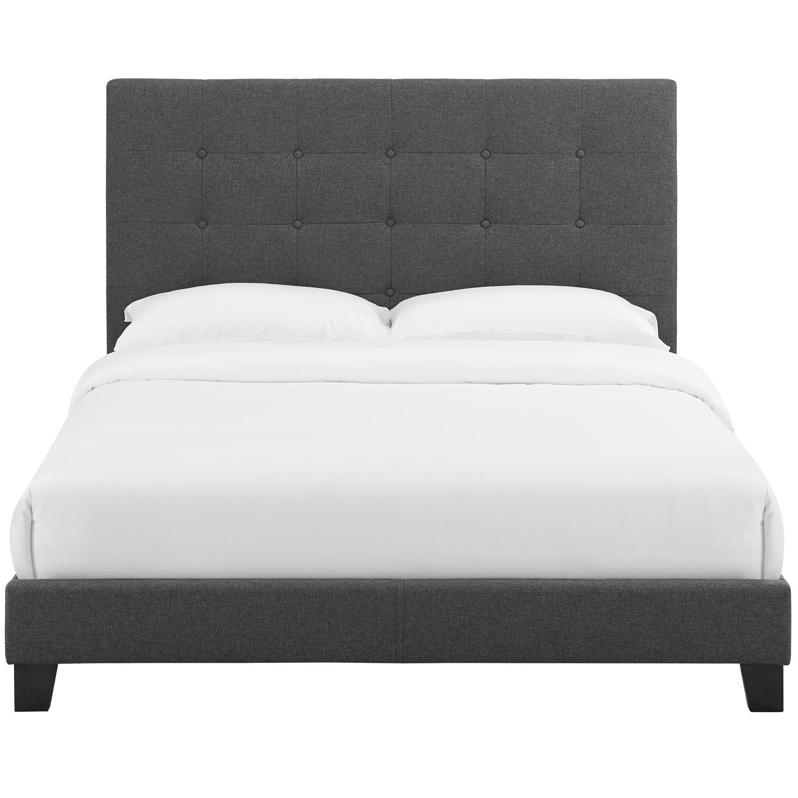Modway Beds - Melanie Twin Tufted Button Upholstered Fabric Platform Bed Gray