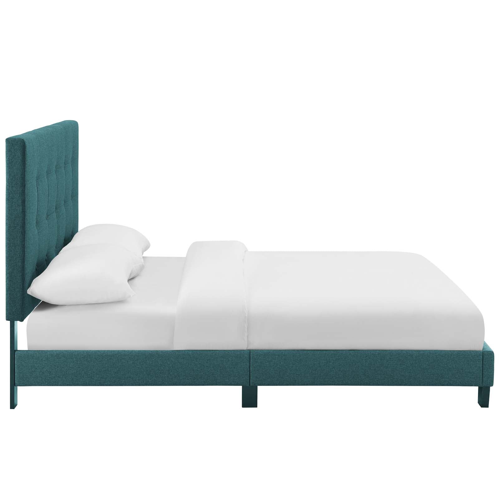 Modway Beds - Melanie Twin Tufted Button Upholstered Fabric Platform Bed Teal