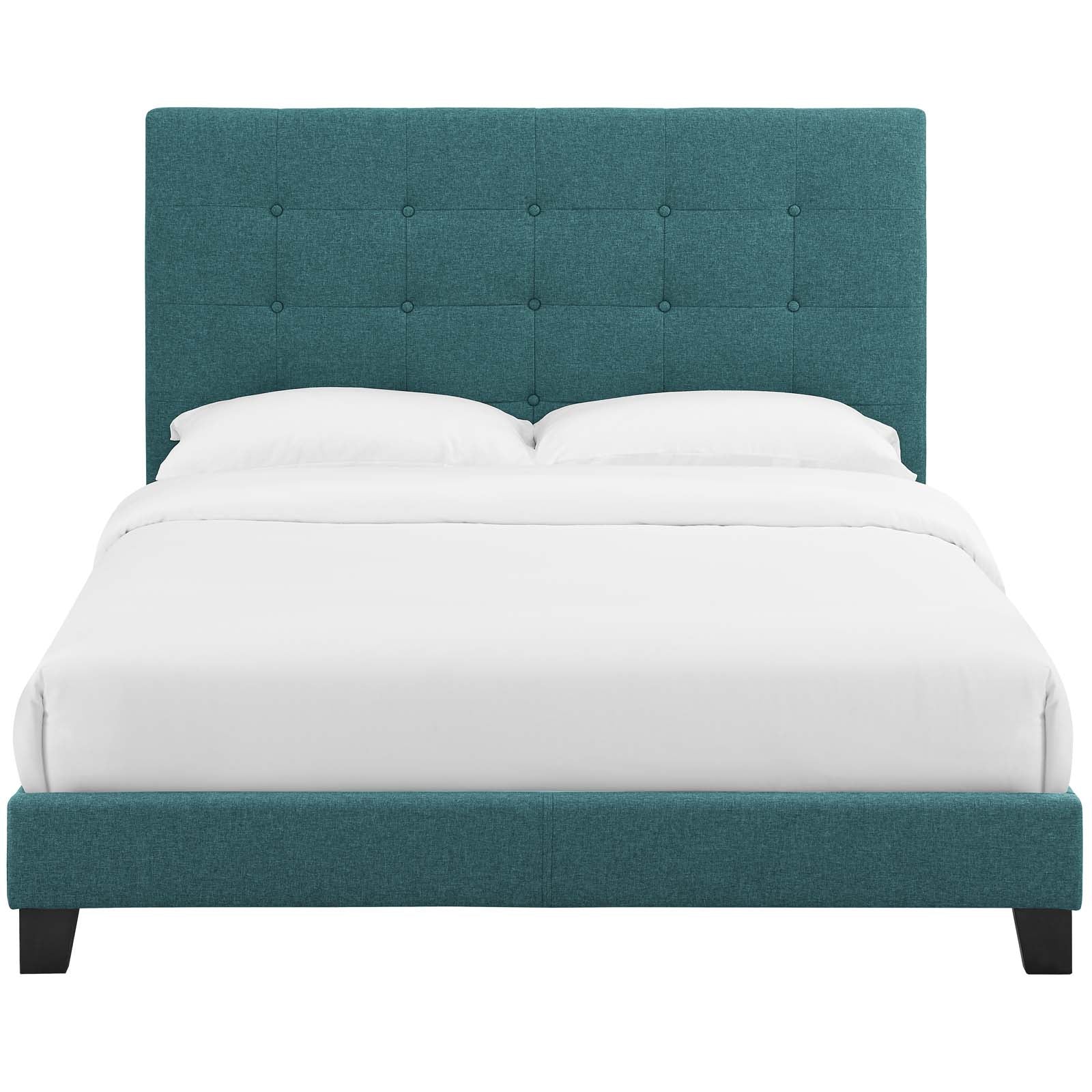 Modway Beds - Melanie Twin Tufted Button Upholstered Fabric Platform Bed Teal