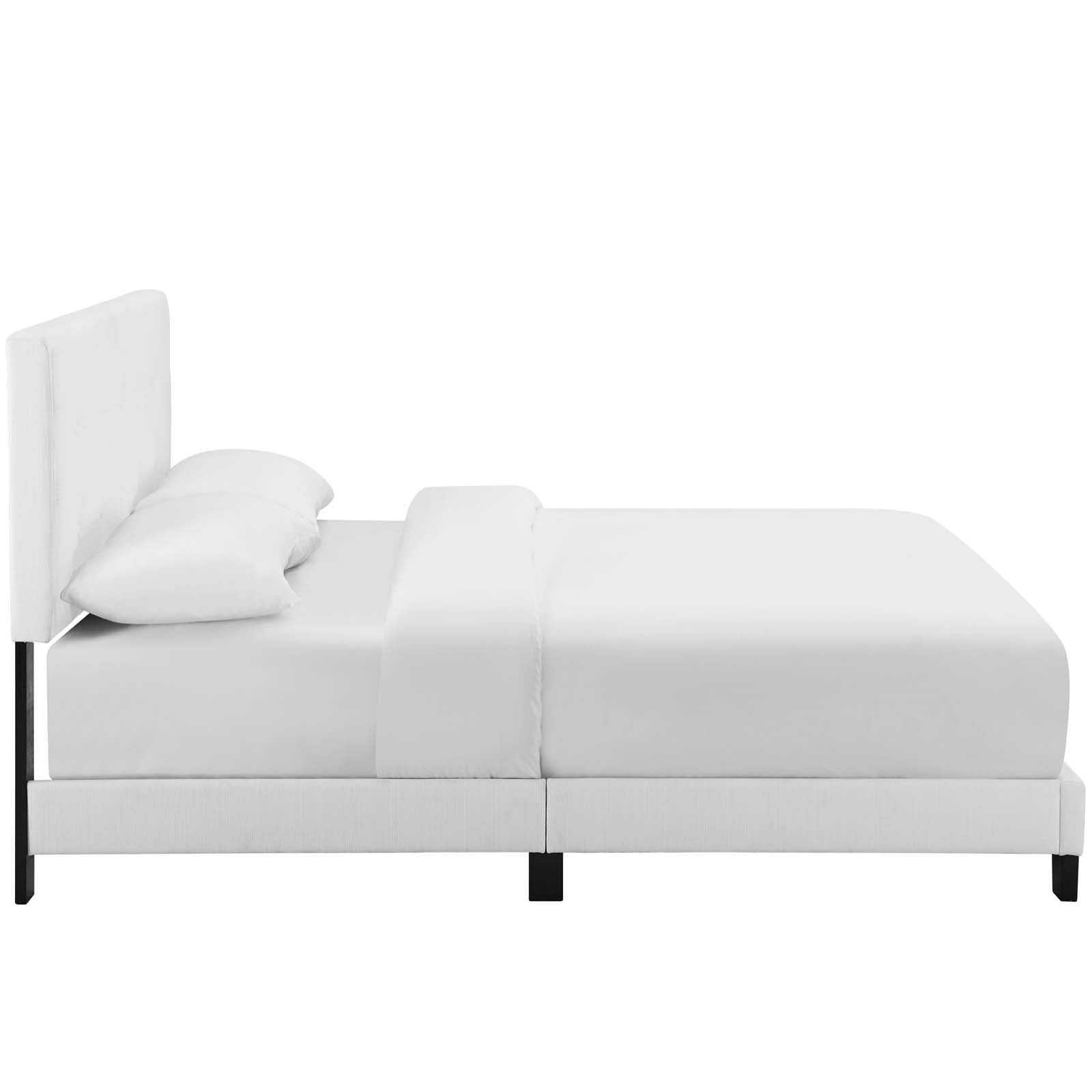 Modway Beds - Melanie Twin Tufted Button Upholstered Fabric Platform Bed White