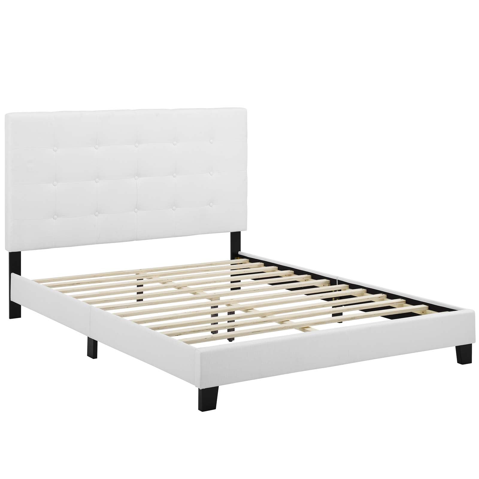 Modway Beds - Melanie Full Tufted Button Upholstered Fabric Platform Bed White