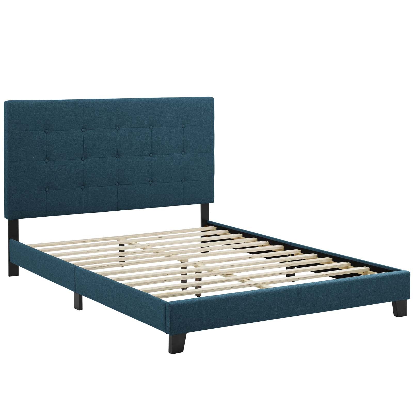 Modway Beds - Melanie Queen Tufted Button Upholstered Fabric Platform Bed Azure