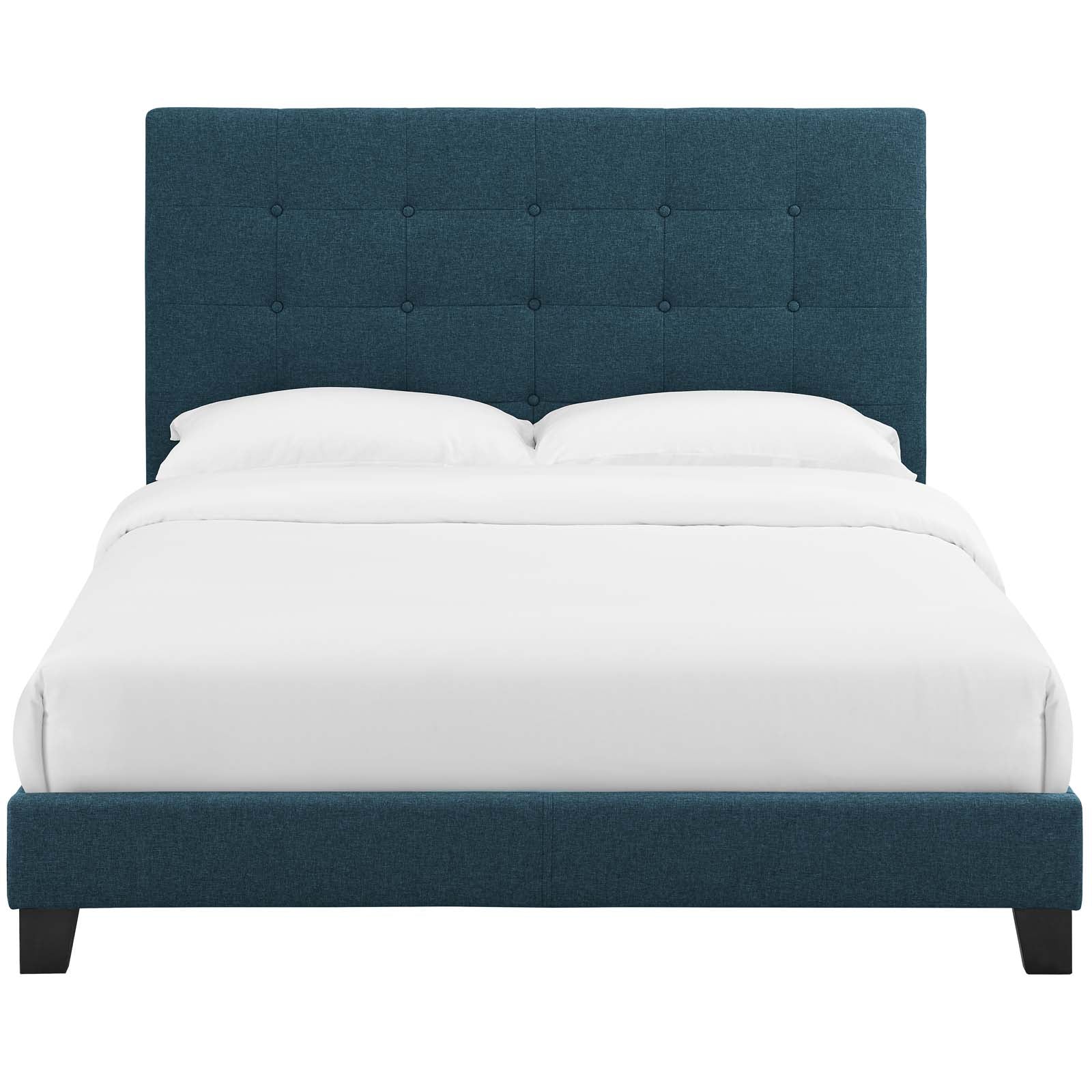Modway Beds - Melanie Queen Tufted Button Upholstered Fabric Platform Bed Azure