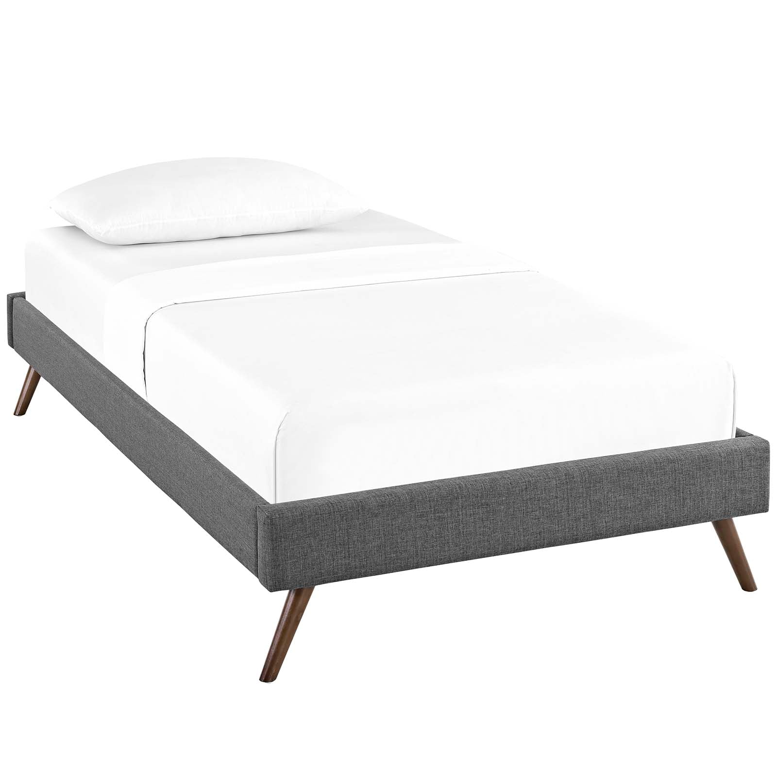 Modway Beds - Loryn Twin Fabric Bed Frame with Round Splayed Legs Gray