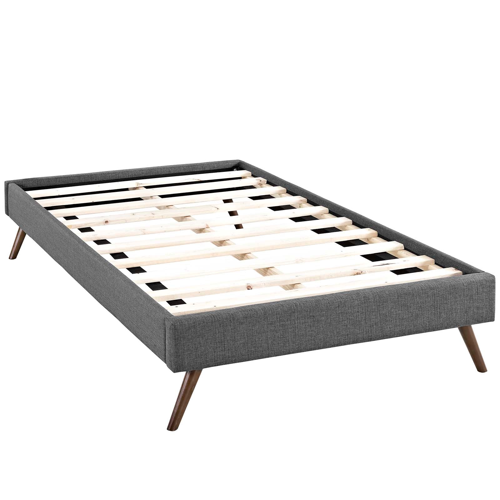 Modway Beds - Loryn Twin Fabric Bed Frame with Round Splayed Legs Gray
