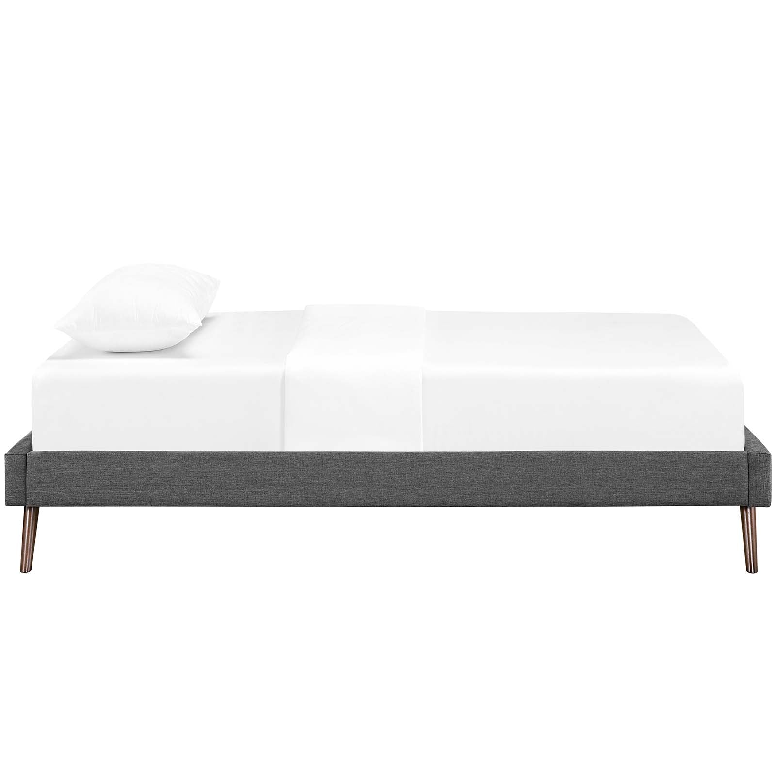 Modway Beds - Loryn Twin Fabric Bed Frame with Round Splayed Legs Gray