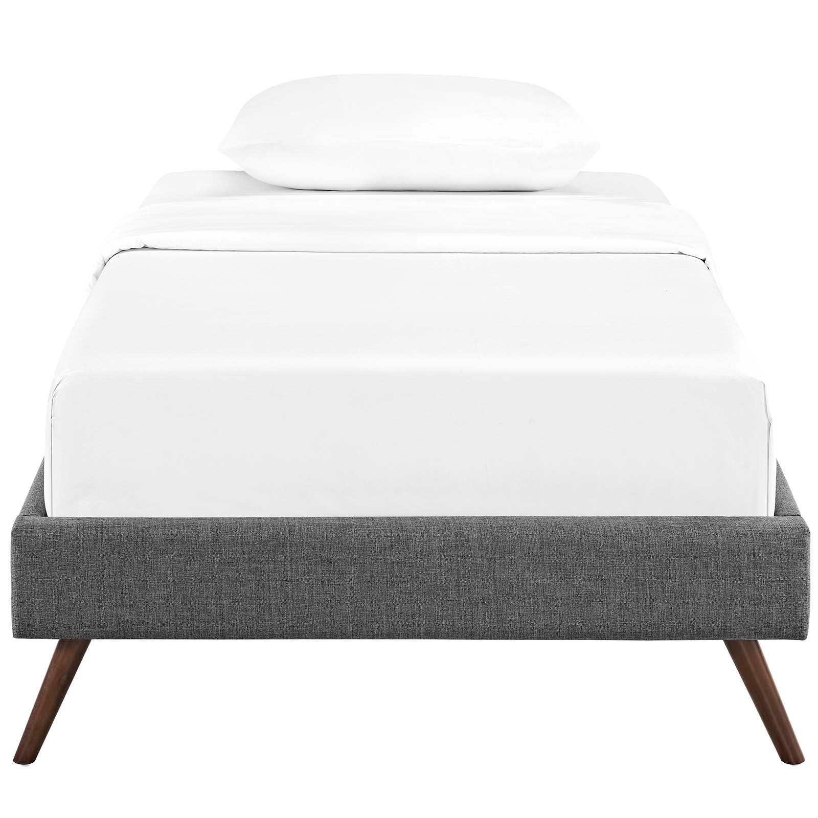 Modway Beds - Loryn Twin Fabric Bed Frame with Round Splayed Legs Gray