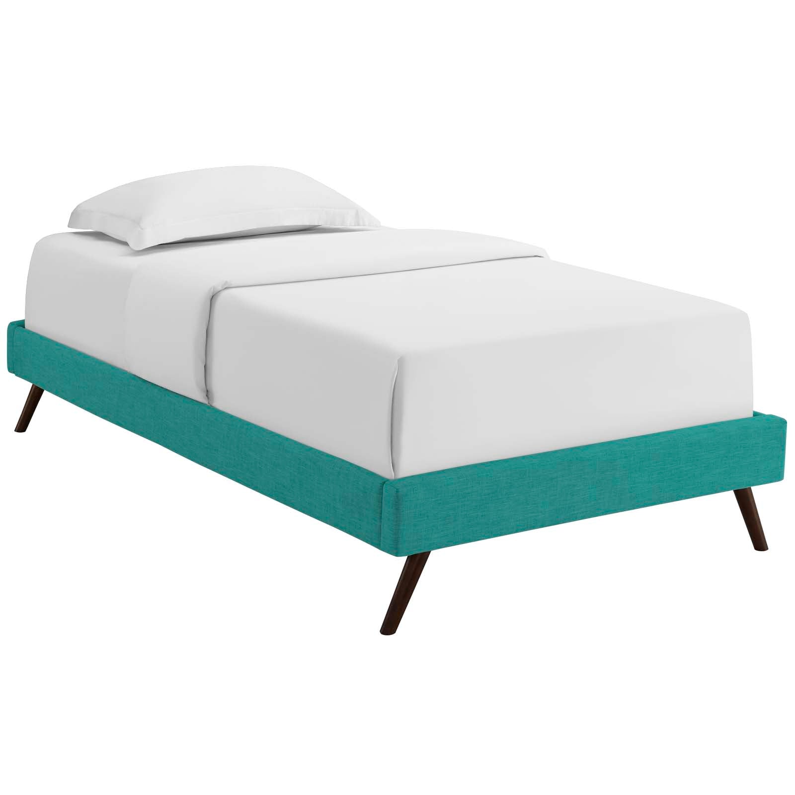 Modway Beds - Loryn Twin Fabric Bed Frame with Round Splayed Legs Teal