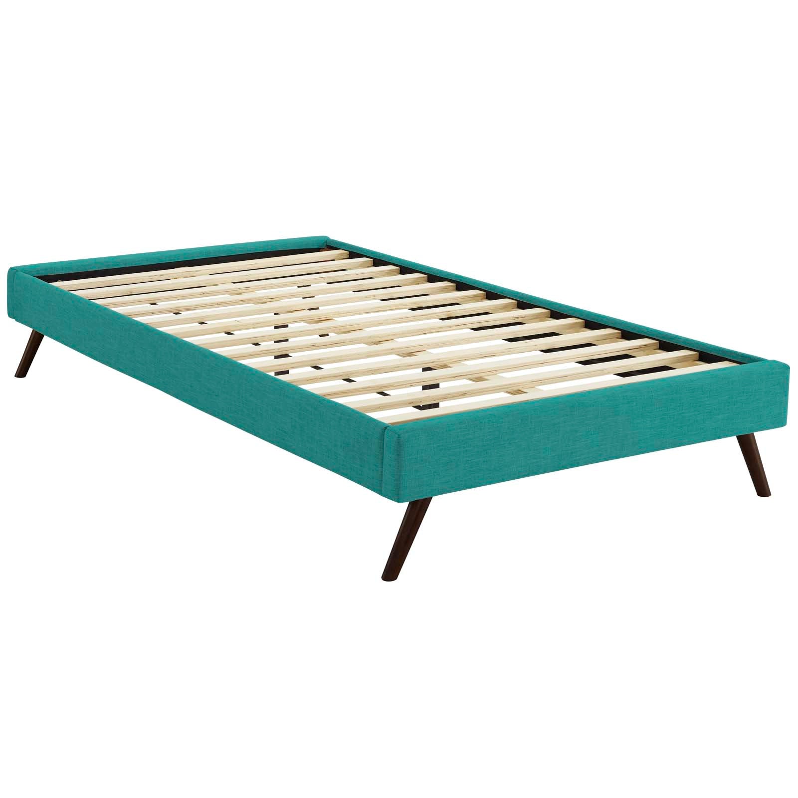 Modway Beds - Loryn Twin Fabric Bed Frame with Round Splayed Legs Teal