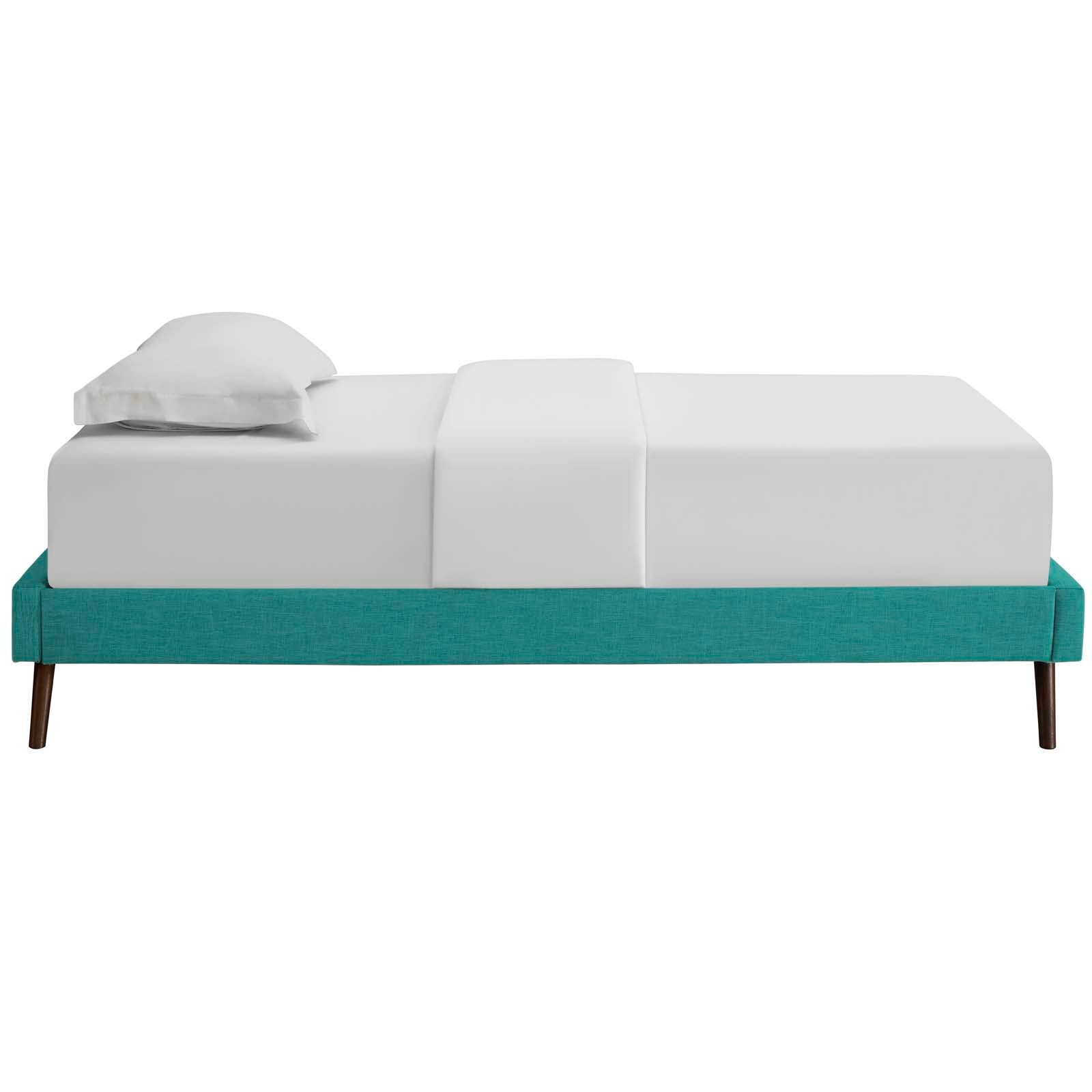 Modway Beds - Loryn Twin Fabric Bed Frame with Round Splayed Legs Teal
