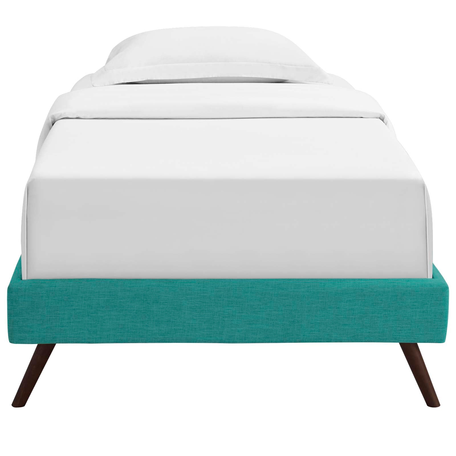 Modway Beds - Loryn Twin Fabric Bed Frame with Round Splayed Legs Teal