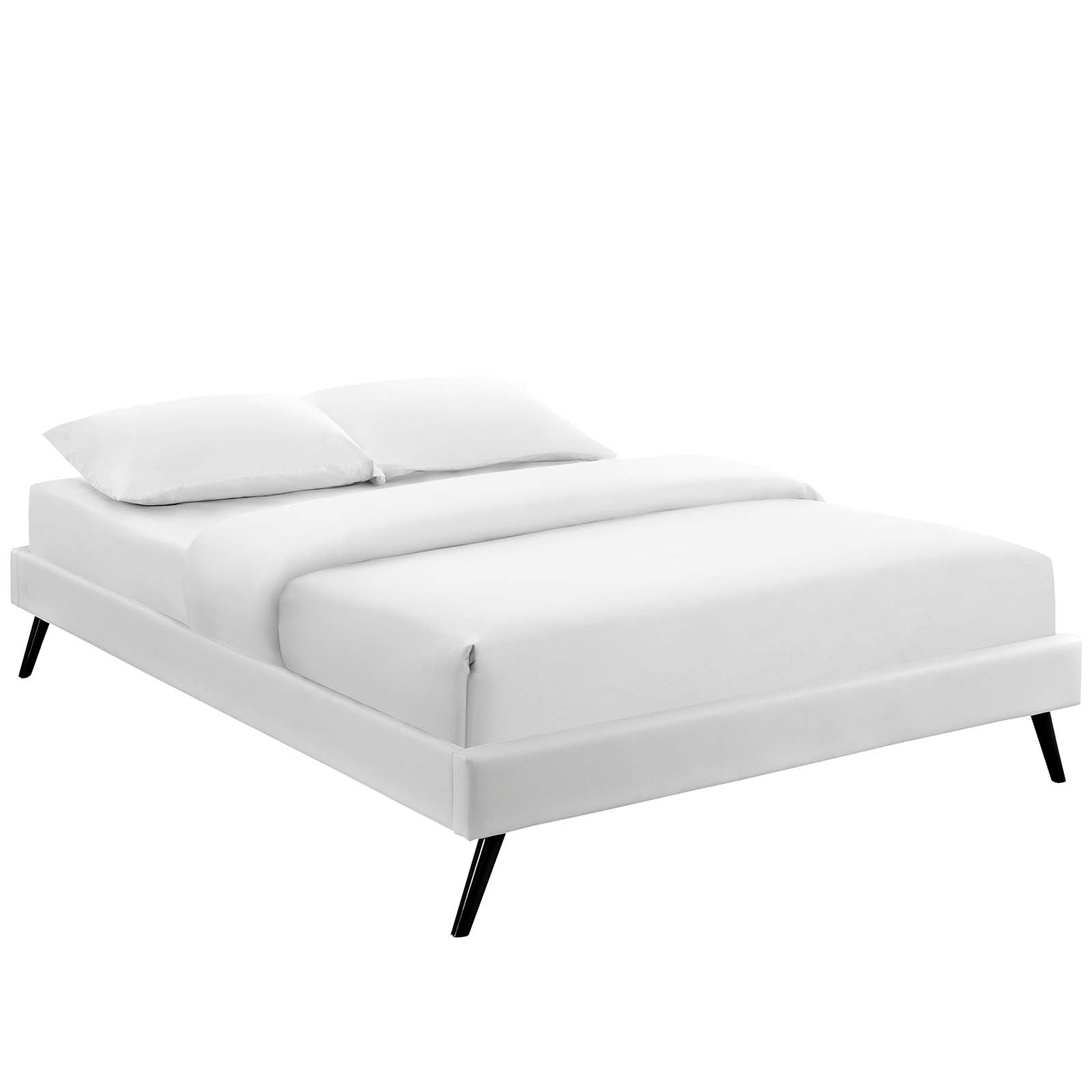 Modway Beds - Loryn Full Vinyl Bed Frame with Round Splayed Legs White