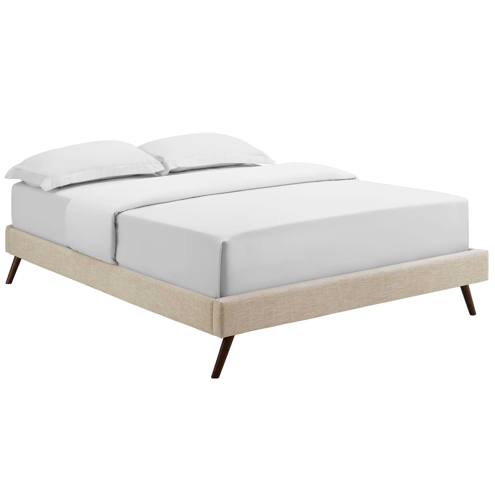 Modway Beds - Loryn Full Fabric Bed Frame with Round Splayed Legs Beige