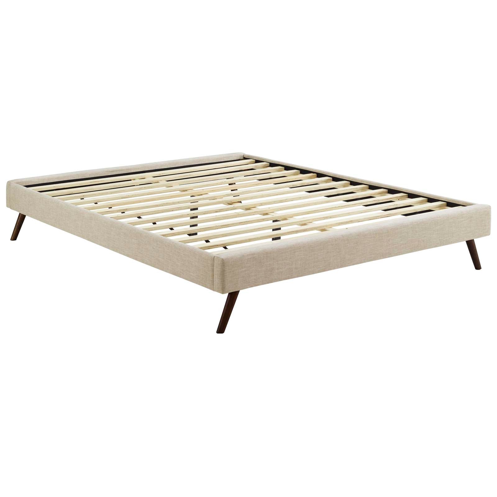 Modway Beds - Loryn Full Fabric Bed Frame with Round Splayed Legs Beige