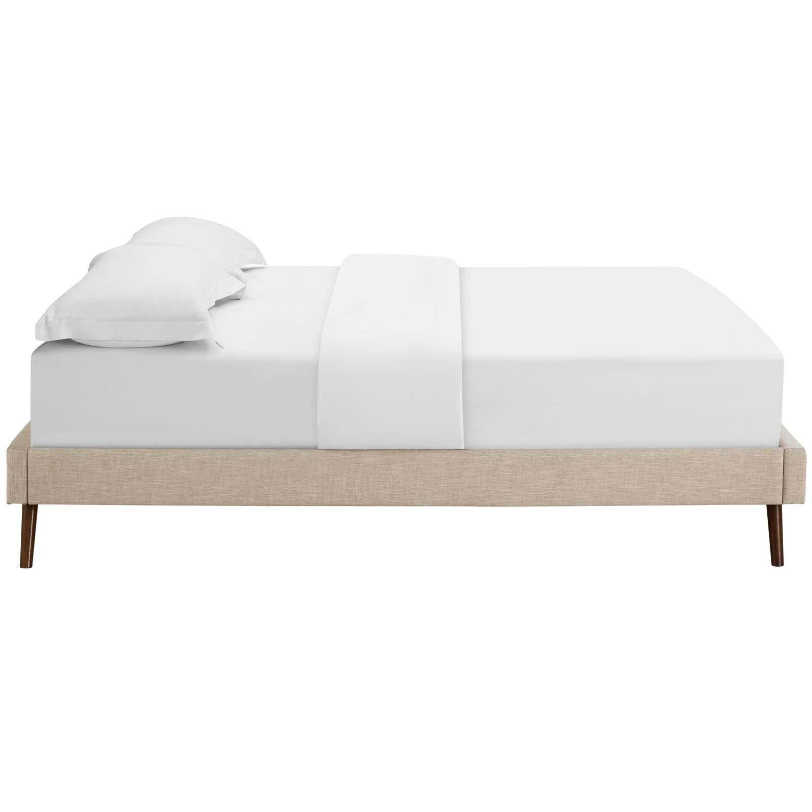 Modway Beds - Loryn Full Fabric Bed Frame with Round Splayed Legs Beige
