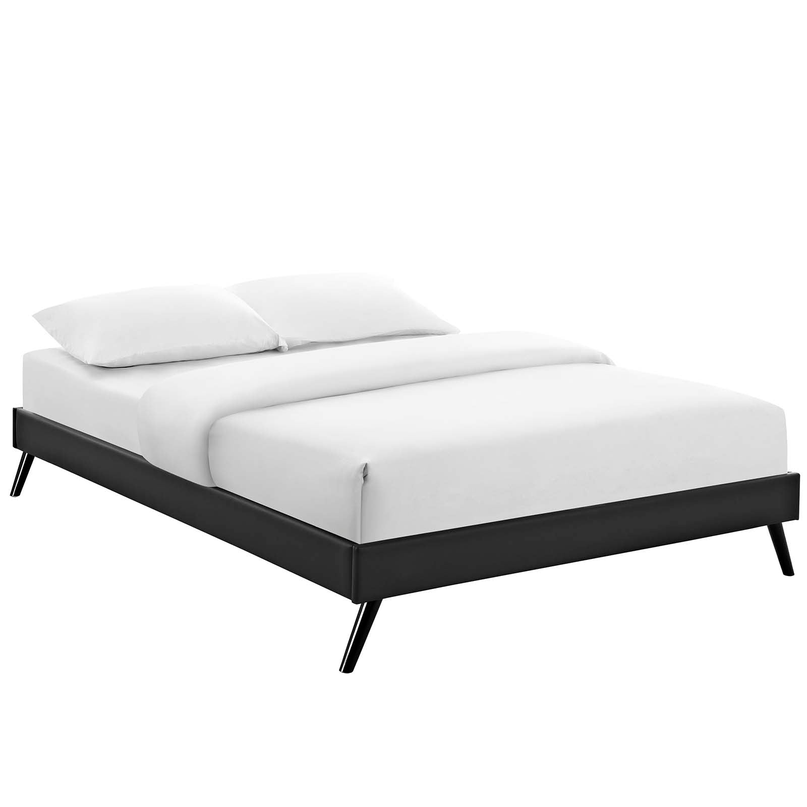 Modway Beds - Loryn Queen Vinyl Bed Frame with Round Splayed Legs Black