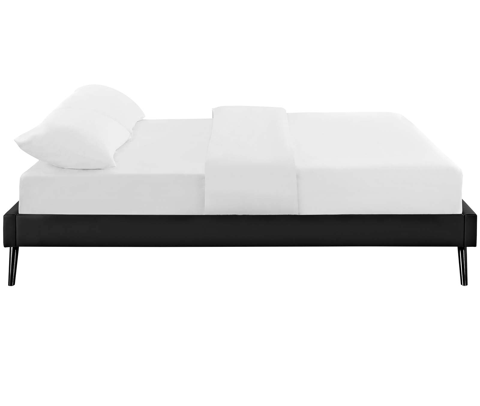 Modway Beds - Loryn Queen Vinyl Bed Frame with Round Splayed Legs Black
