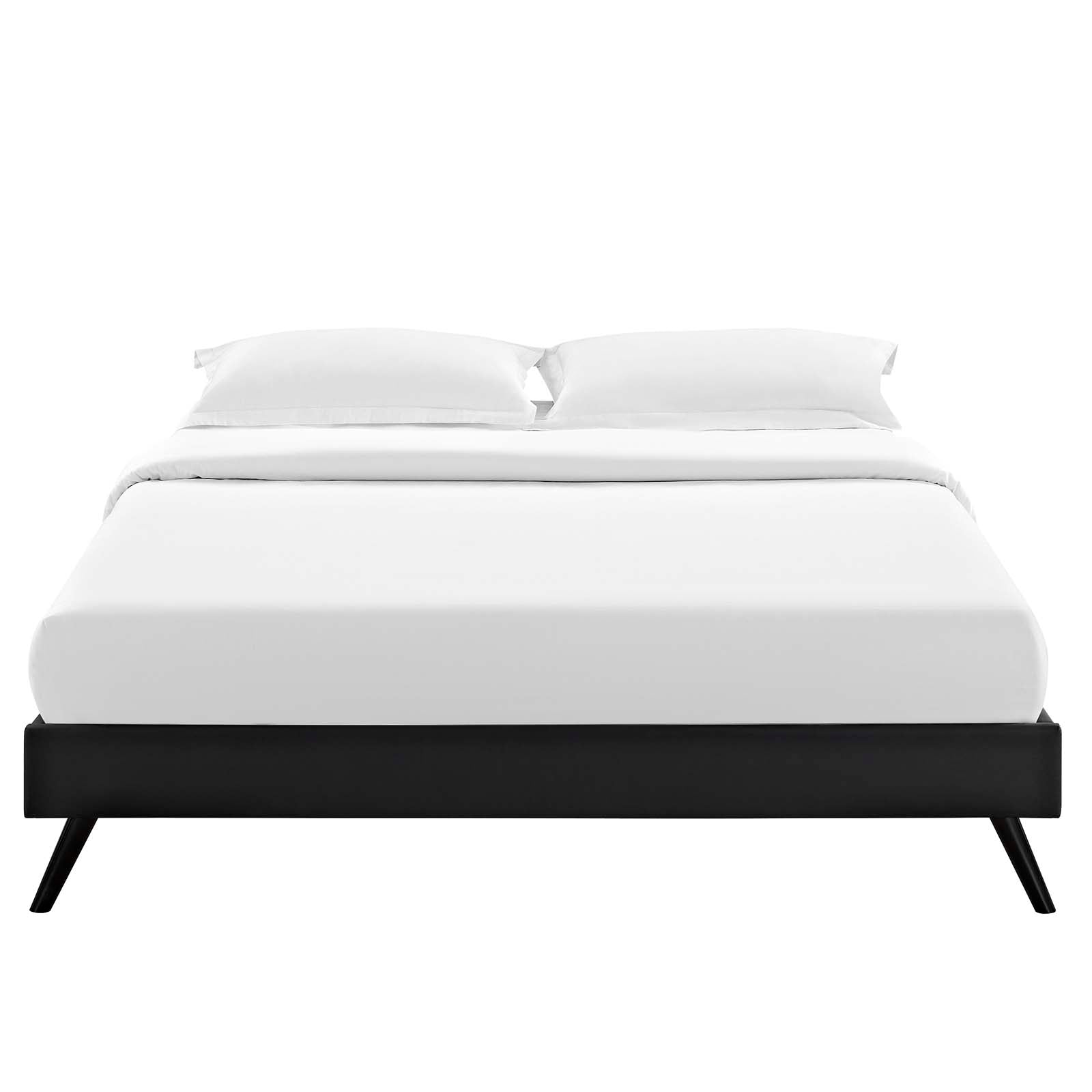 Modway Beds - Loryn Queen Vinyl Bed Frame with Round Splayed Legs Black