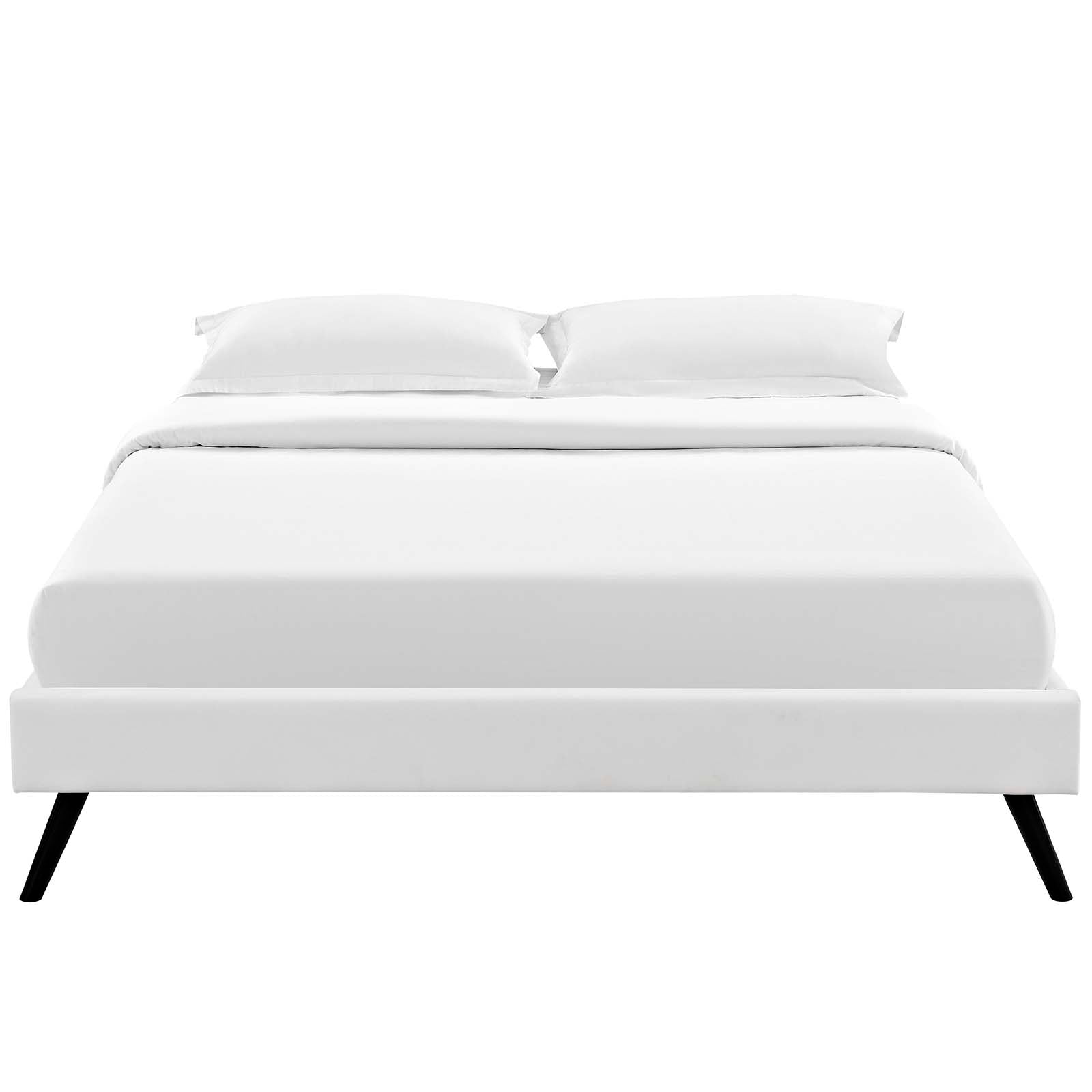 Modway Beds - Loryn Queen Vinyl Bed Frame with Round Splayed Legs White
