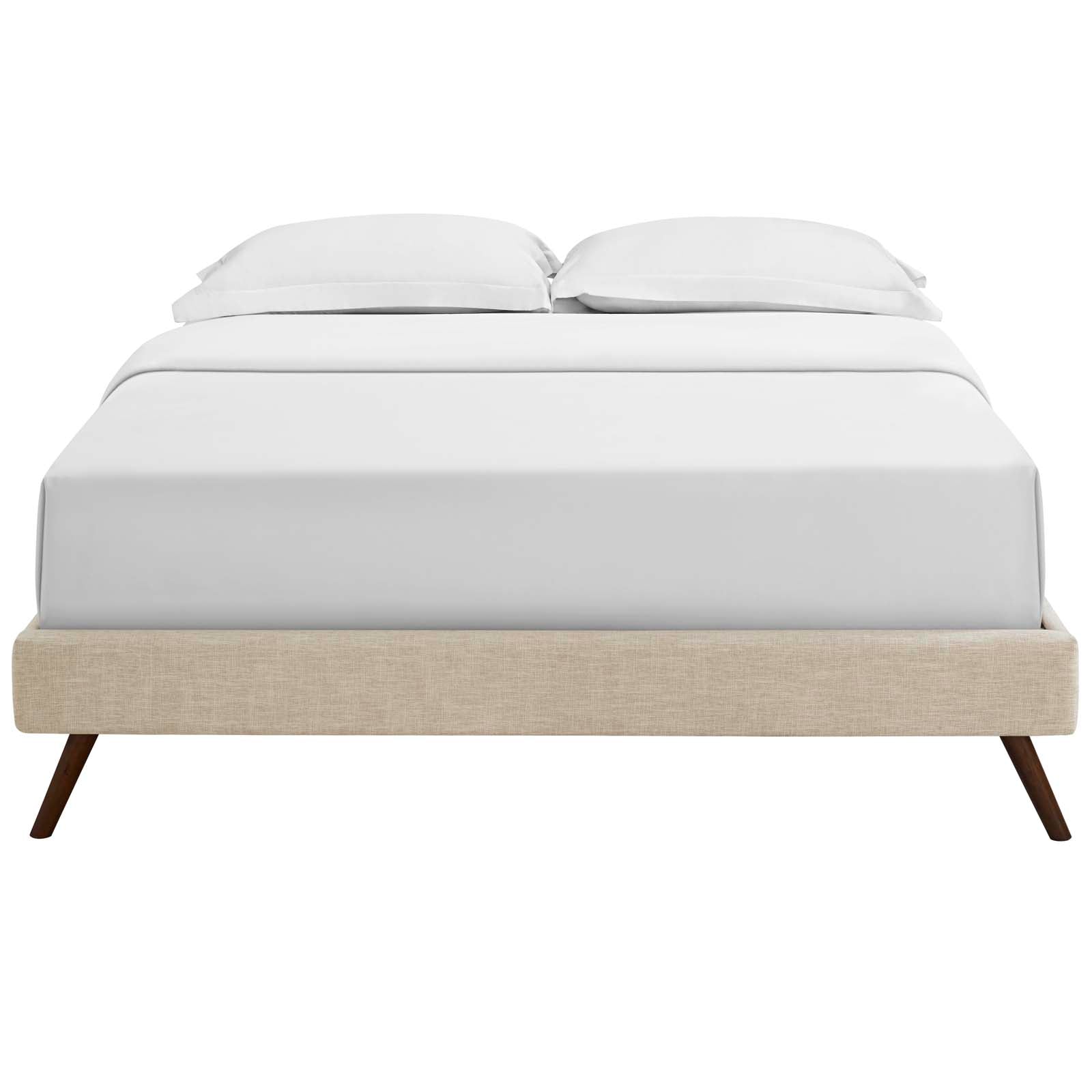 Modway Beds - Loryn Queen Fabric Bed Frame with Round Splayed Legs Beige