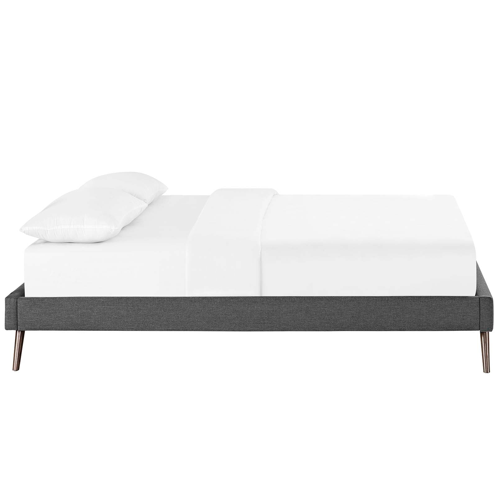 Modway Beds - Loryn Queen Fabric Bed Frame with Round Splayed Legs Gray