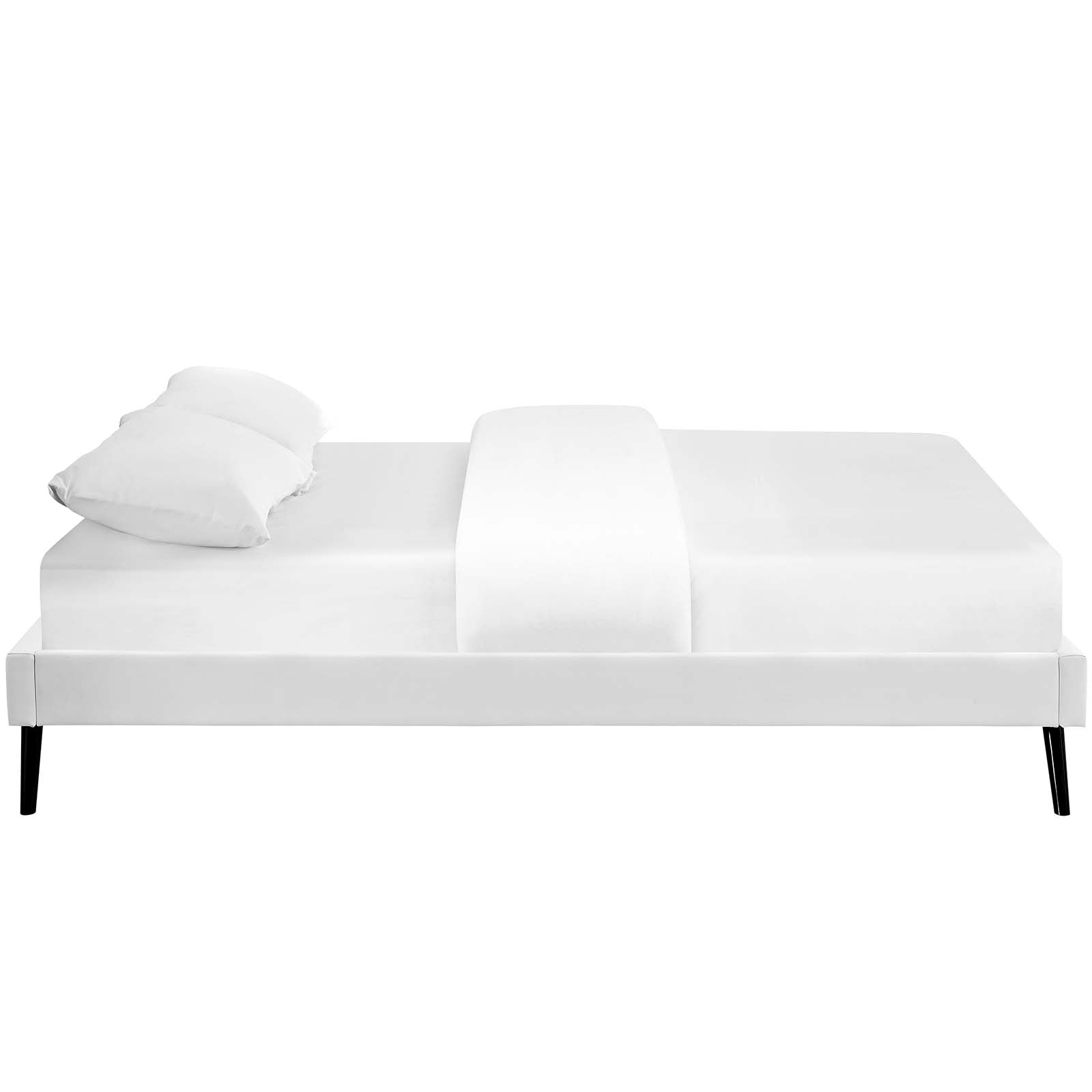 Modway Beds - Loryn King Vinyl Bed Frame with Round Splayed Legs White