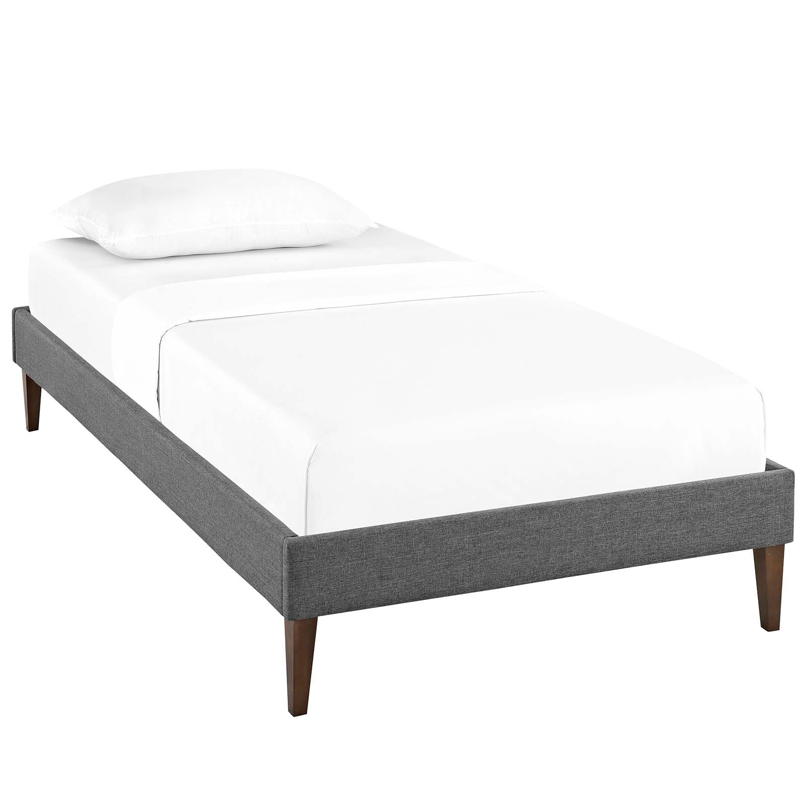 Modway Beds - Tessie Twin Fabric Bed Frame with Squared Tapered Legs Gray