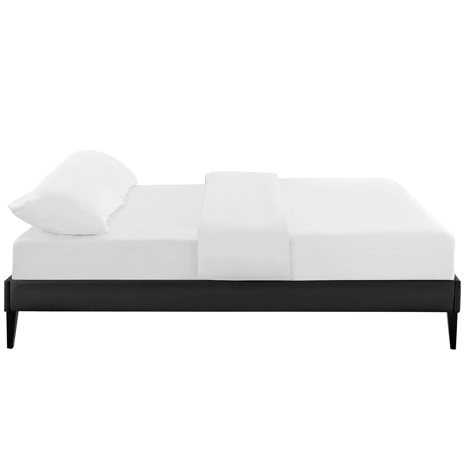 Modway Beds - Tessie Full Vinyl Bed Frame with Squared Tapered Legs Black