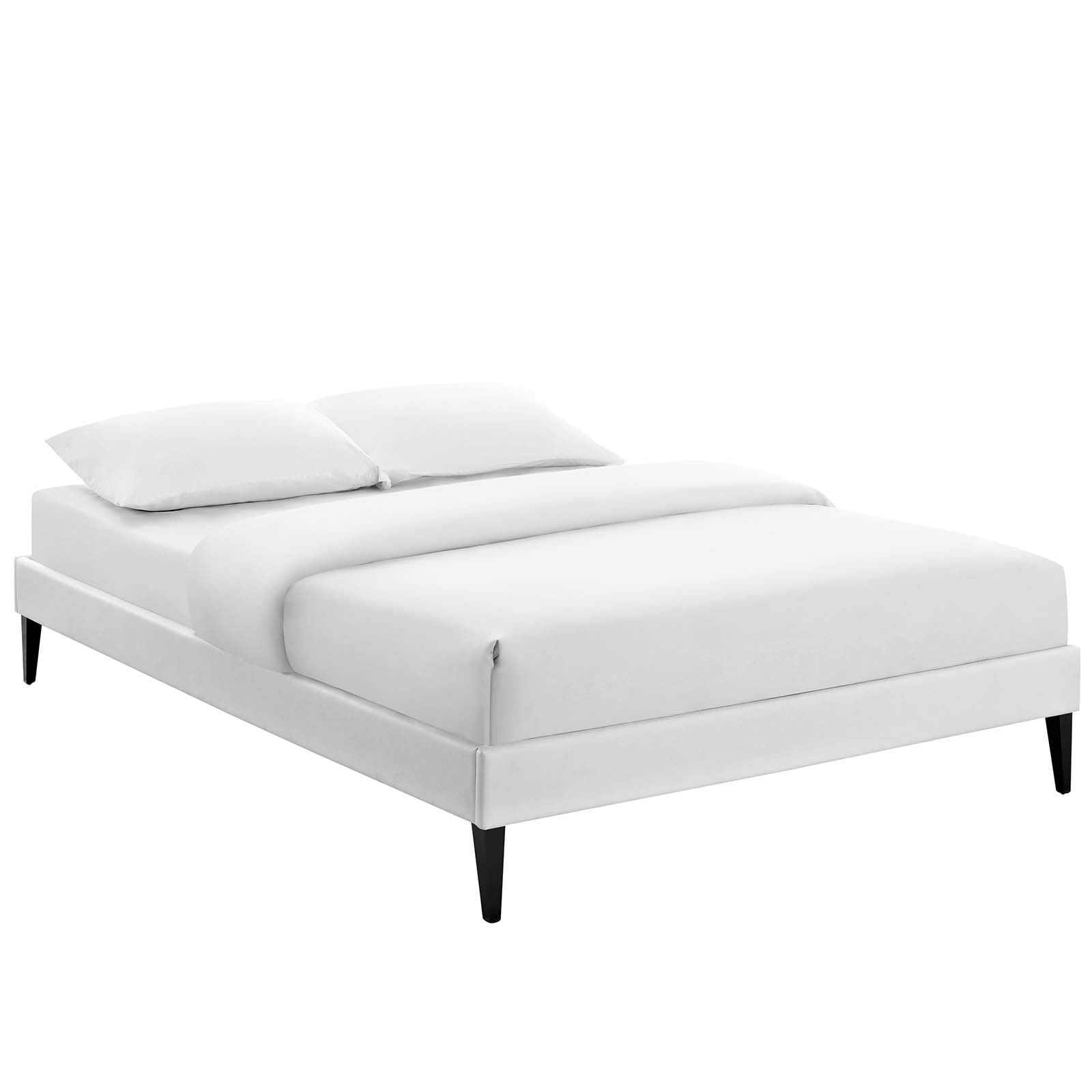 Modway Beds - Tessie Queen Vinyl Bed Frame with Squared Tapered Legs White