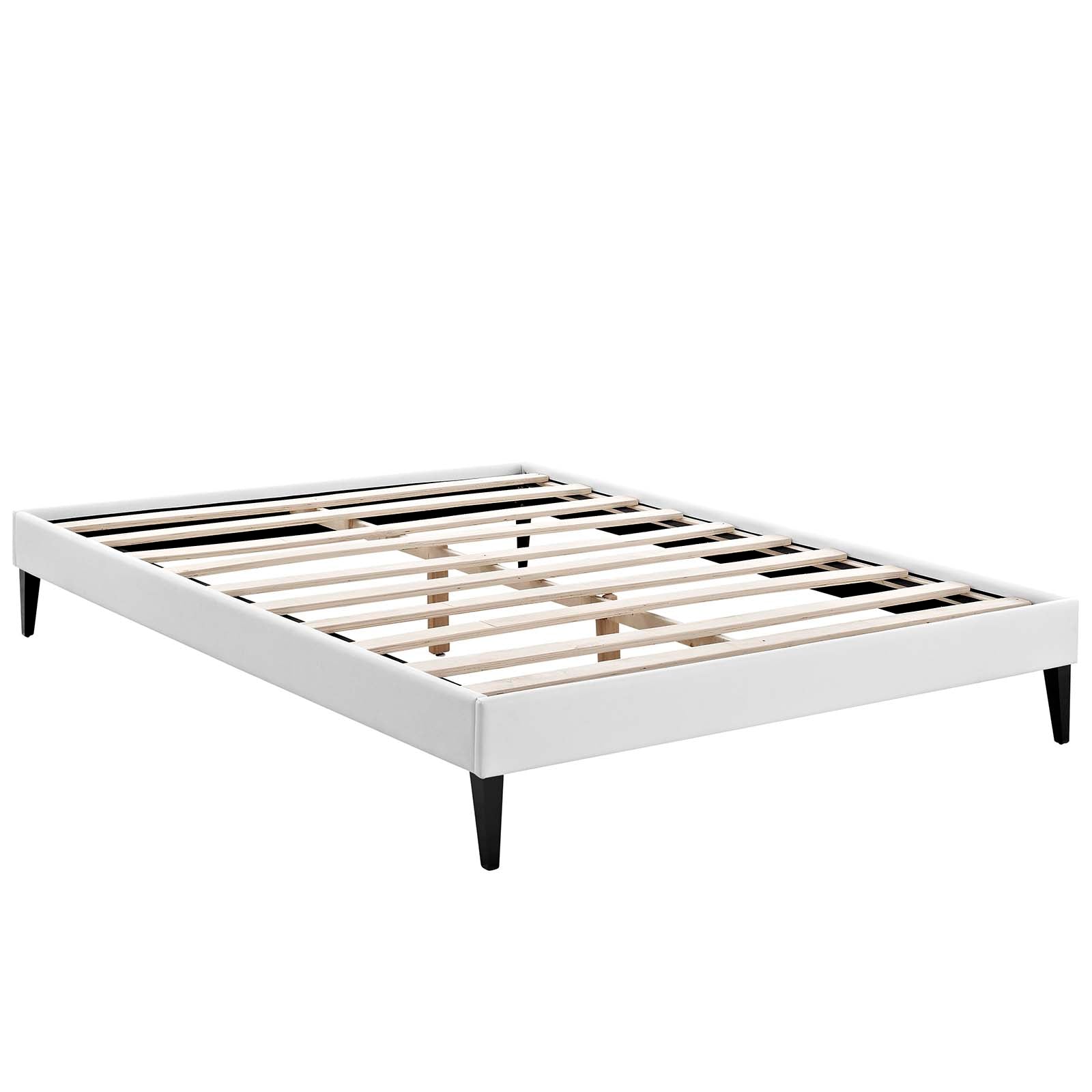 Modway Beds - Tessie Queen Vinyl Bed Frame with Squared Tapered Legs White